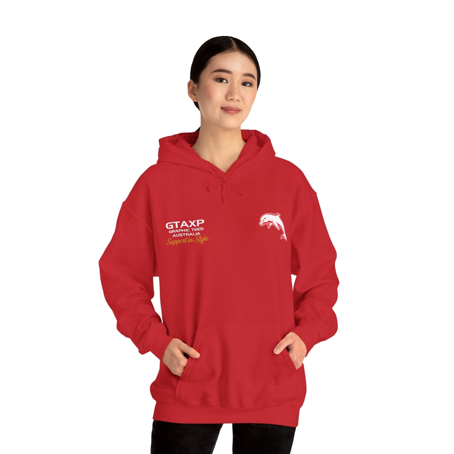 Redcliffe Dolphins Duo Hoodie Printify Graphic T-Shirt Australia -  Cool Graphic T-Shirts Online - 