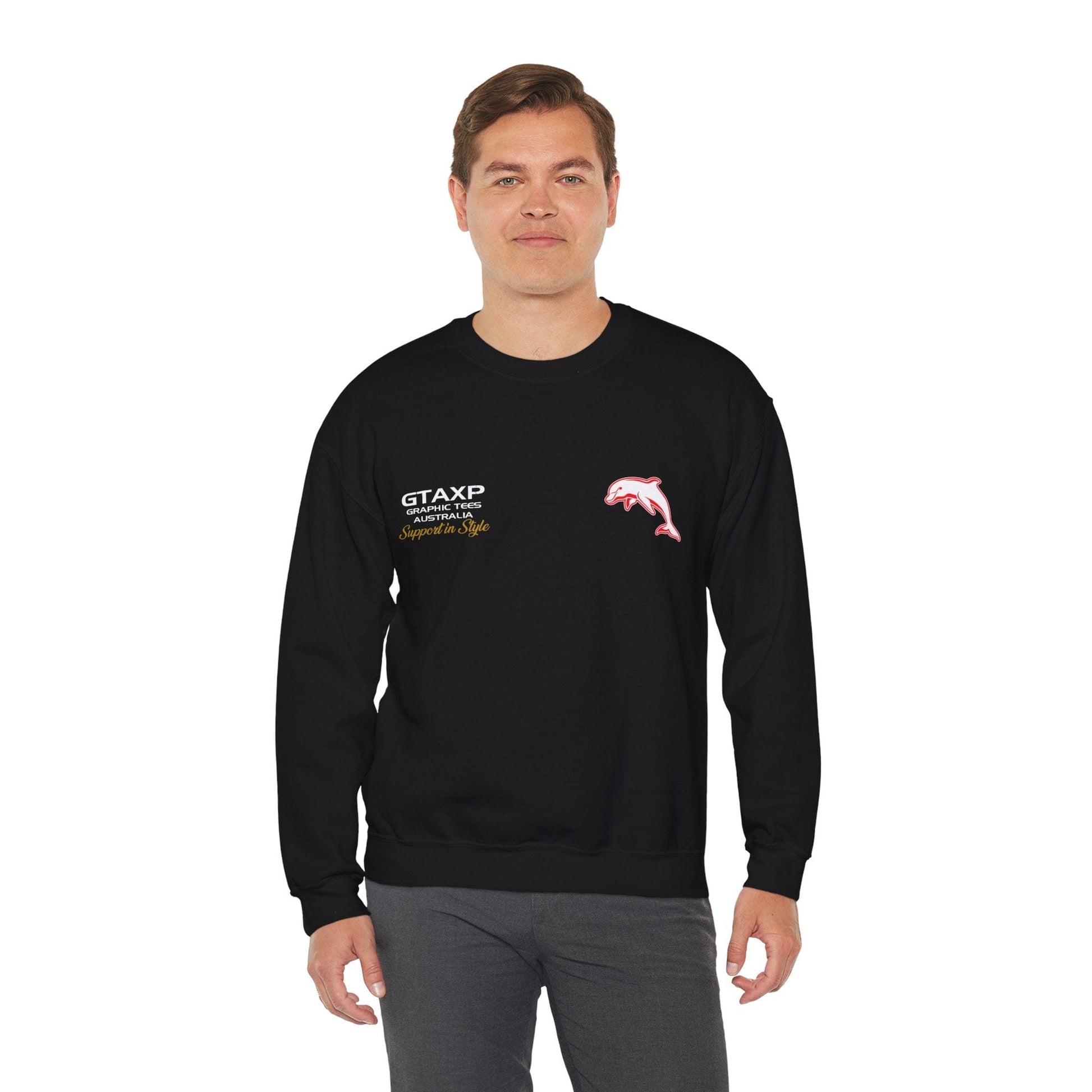 Redcliffe Dolphins Duo Jumper Graphic Tees Australia Graphic T-Shirt Australia -  Cool Graphic T-Shirts Online -  Redcliffe Dolphins Duo Jumper | Dolphins NRL Crew Sweater