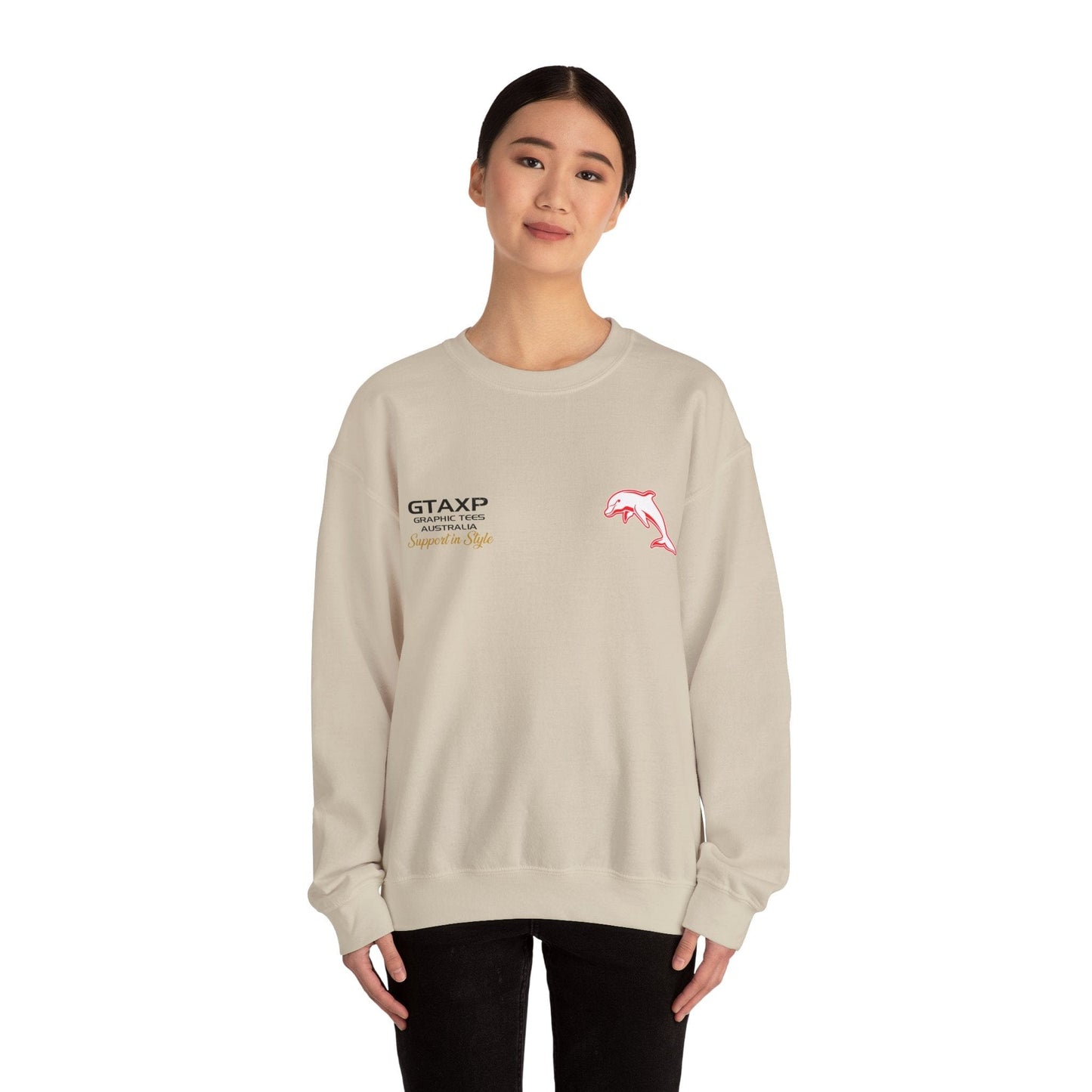 Redcliffe Dolphins Duo Jumper Graphic Tees Australia Graphic T-Shirt Australia -  Cool Graphic T-Shirts Online -  Redcliffe Dolphins Duo Jumper | Dolphins NRL Crew Sweater