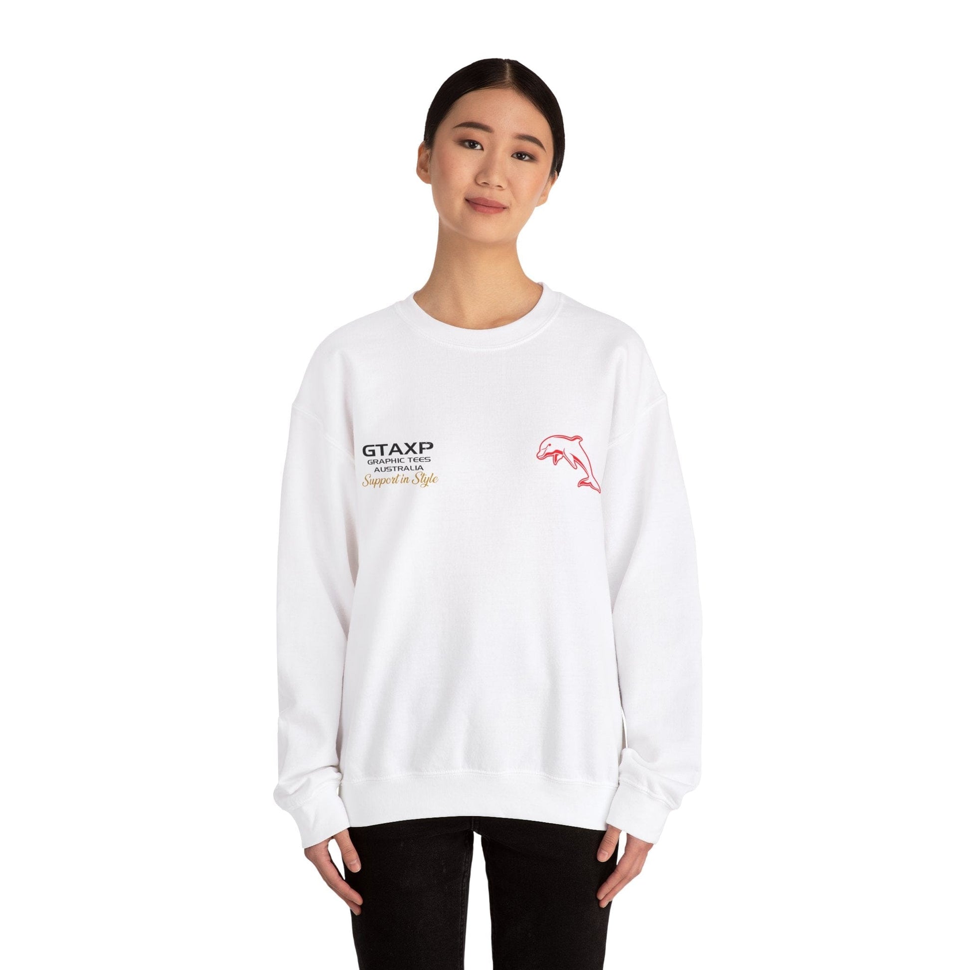 Redcliffe Dolphins Duo Jumper Graphic Tees Australia Graphic T-Shirt Australia -  Cool Graphic T-Shirts Online -  Redcliffe Dolphins Duo Jumper | Dolphins NRL Crew Sweater