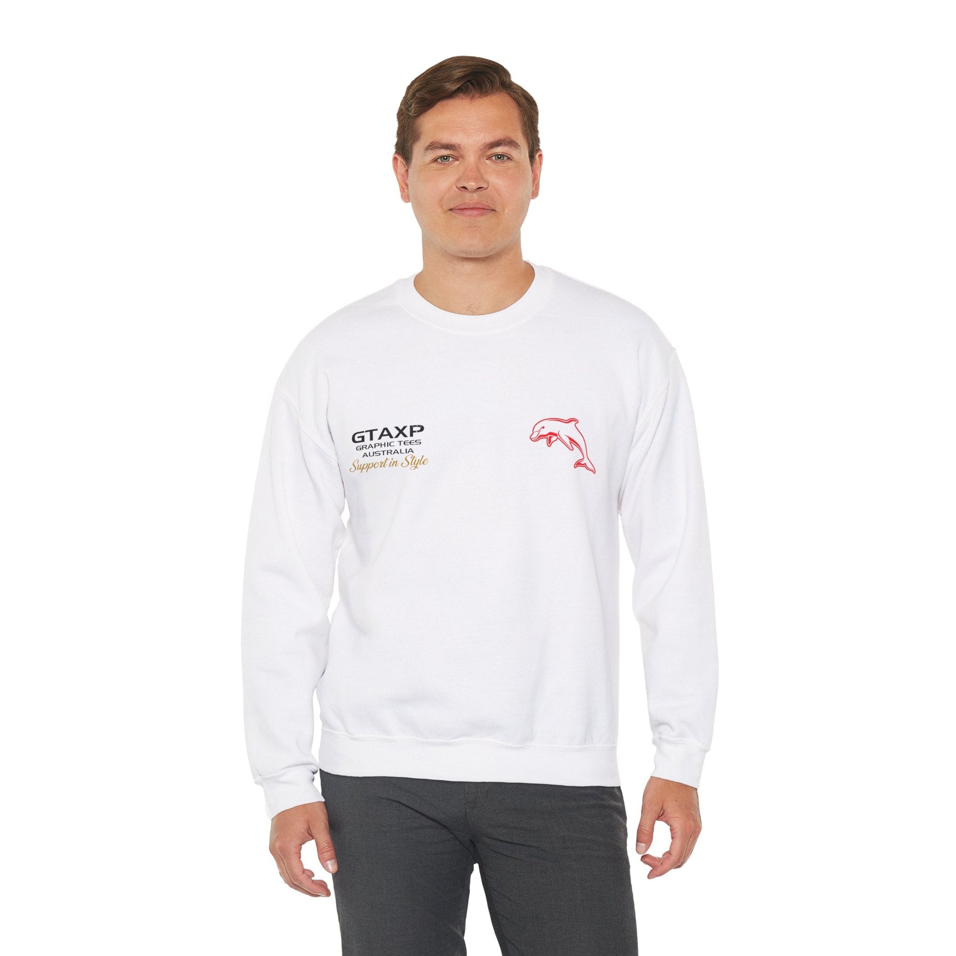 Redcliffe Dolphins Duo Jumper Graphic Tees Australia Graphic T-Shirt Australia -  Cool Graphic T-Shirts Online -  Redcliffe Dolphins Duo Jumper | Dolphins NRL Crew Sweater