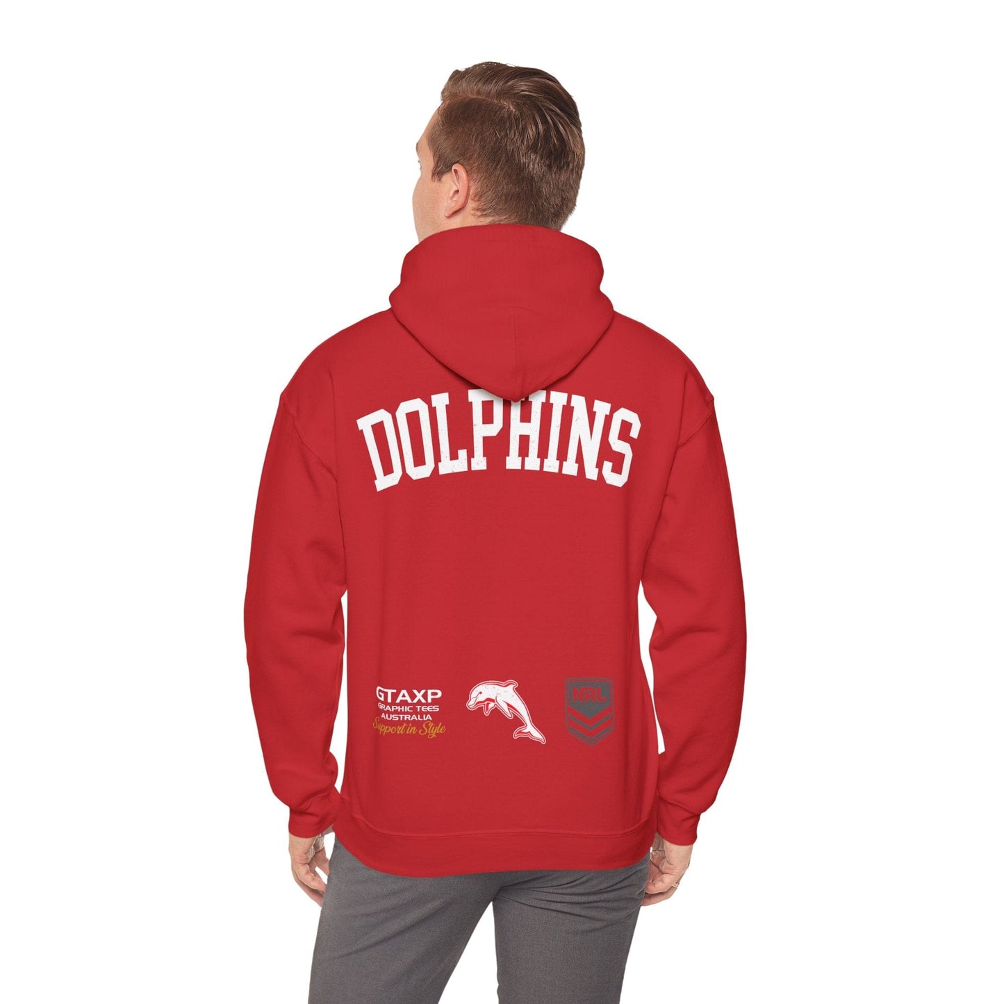 Redcliffe Dolphins NRL Hoodie Printify Red / S Graphic T-Shirt Australia -  Cool Graphic T-Shirts Online - 