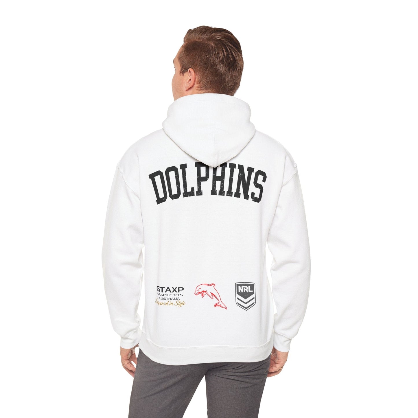 Redcliffe Dolphins NRL Hoodie Printify White / S Graphic T-Shirt Australia -  Cool Graphic T-Shirts Online - 