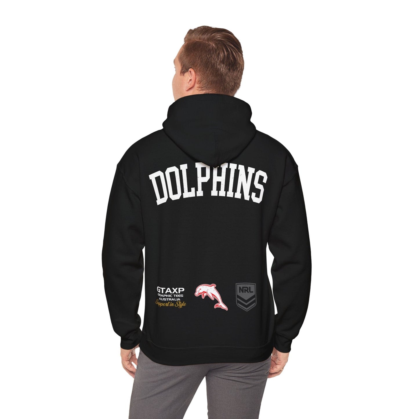 Redcliffe Dolphins NRL Hoodie Printify Black / S Graphic T-Shirt Australia -  Cool Graphic T-Shirts Online - 