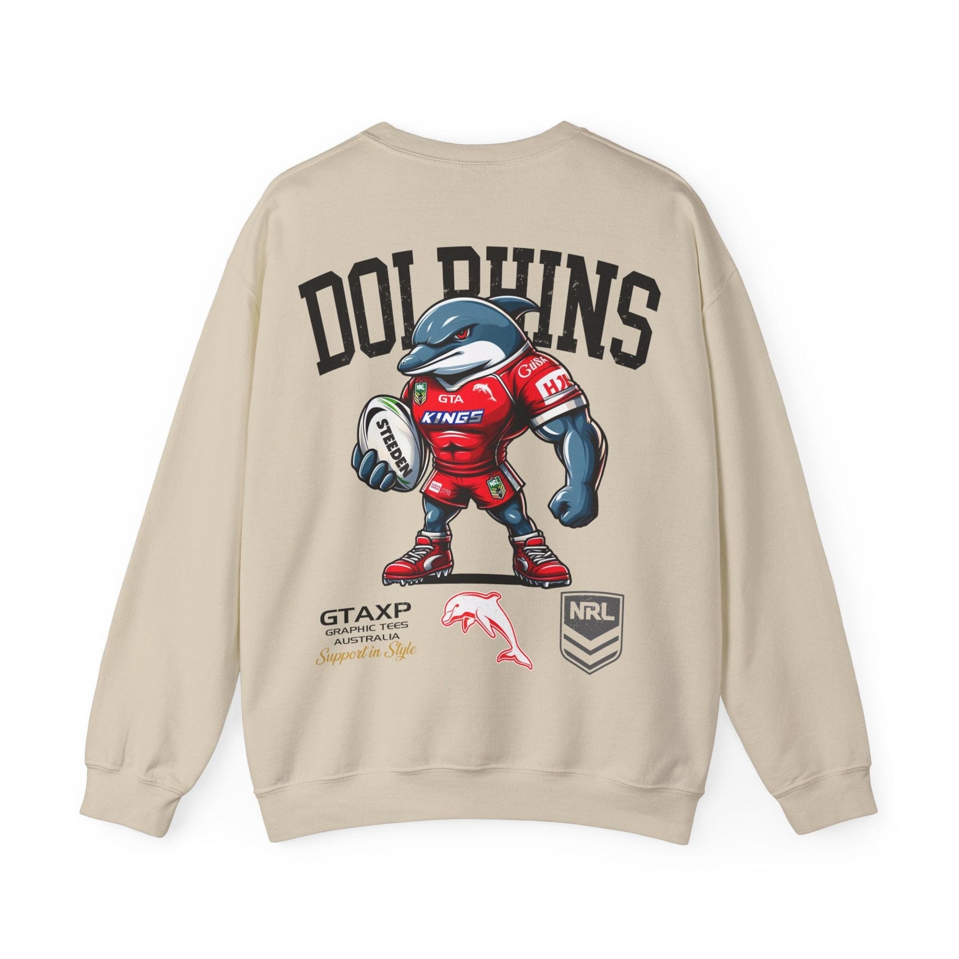 Redcliffe Dolphins Phinny Jumper Graphic Tees Australia Graphic T-Shirt Australia -  Cool Graphic T-Shirts Online -  Redcliffe Dolphins Phinny Jumper | Dolphins NRL Crew Sweater