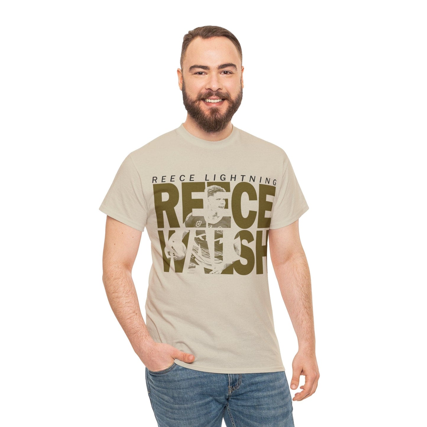 Reece Lightning Graphic Tee Graphic Tees Australia Sand / S Graphic T-Shirt Australia -  Cool Graphic T-Shirts Online -  Reece Lightning T-Shirt | Cool Graphic T-Shirts Online Australia