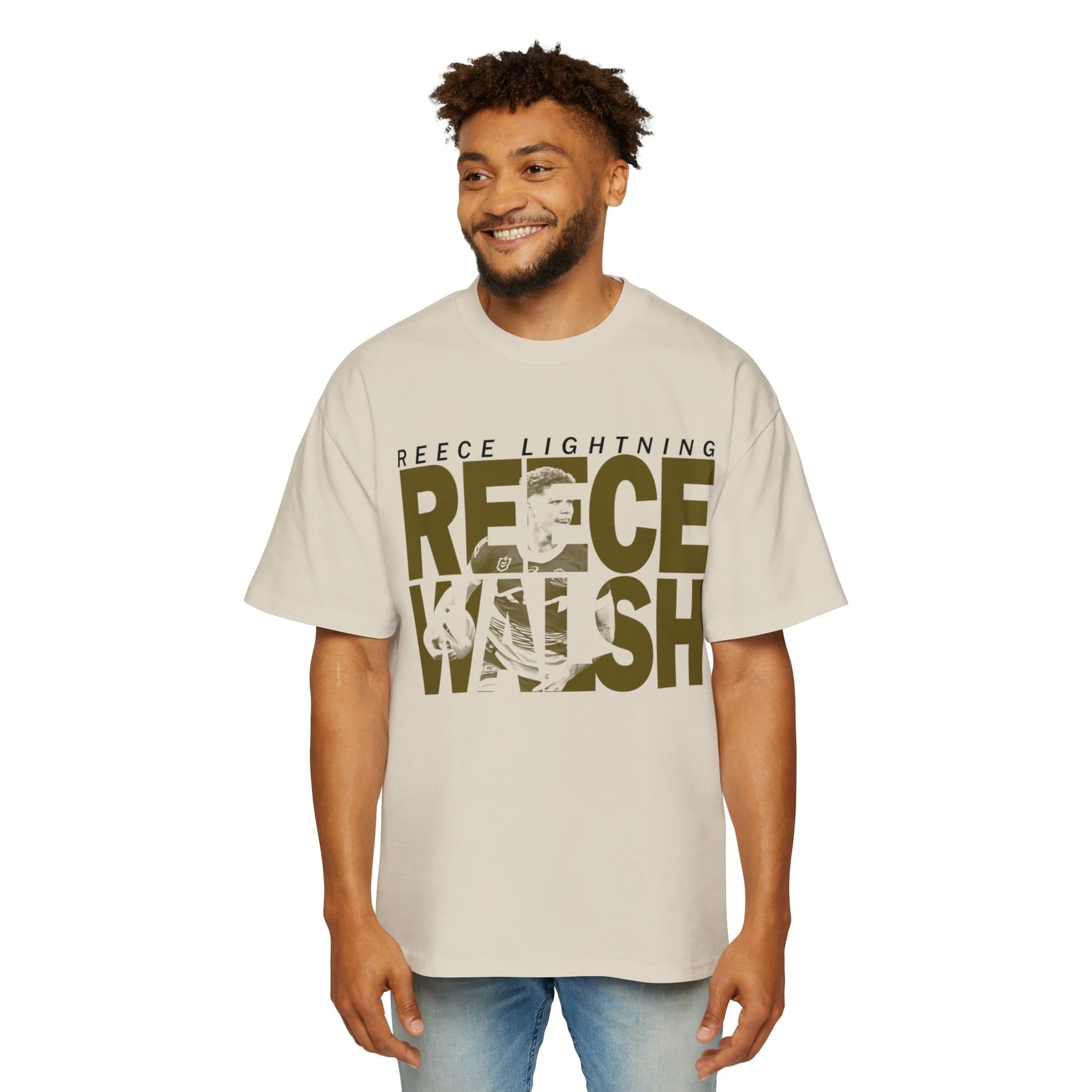 Reece Lightning Oversized Tee Graphic Tees Australia Ecru / S Graphic T-Shirt Australia -  Cool Graphic T-Shirts Online -  Reece Lightning Oversized Tee | Buy Graphic T-Shirts Australia