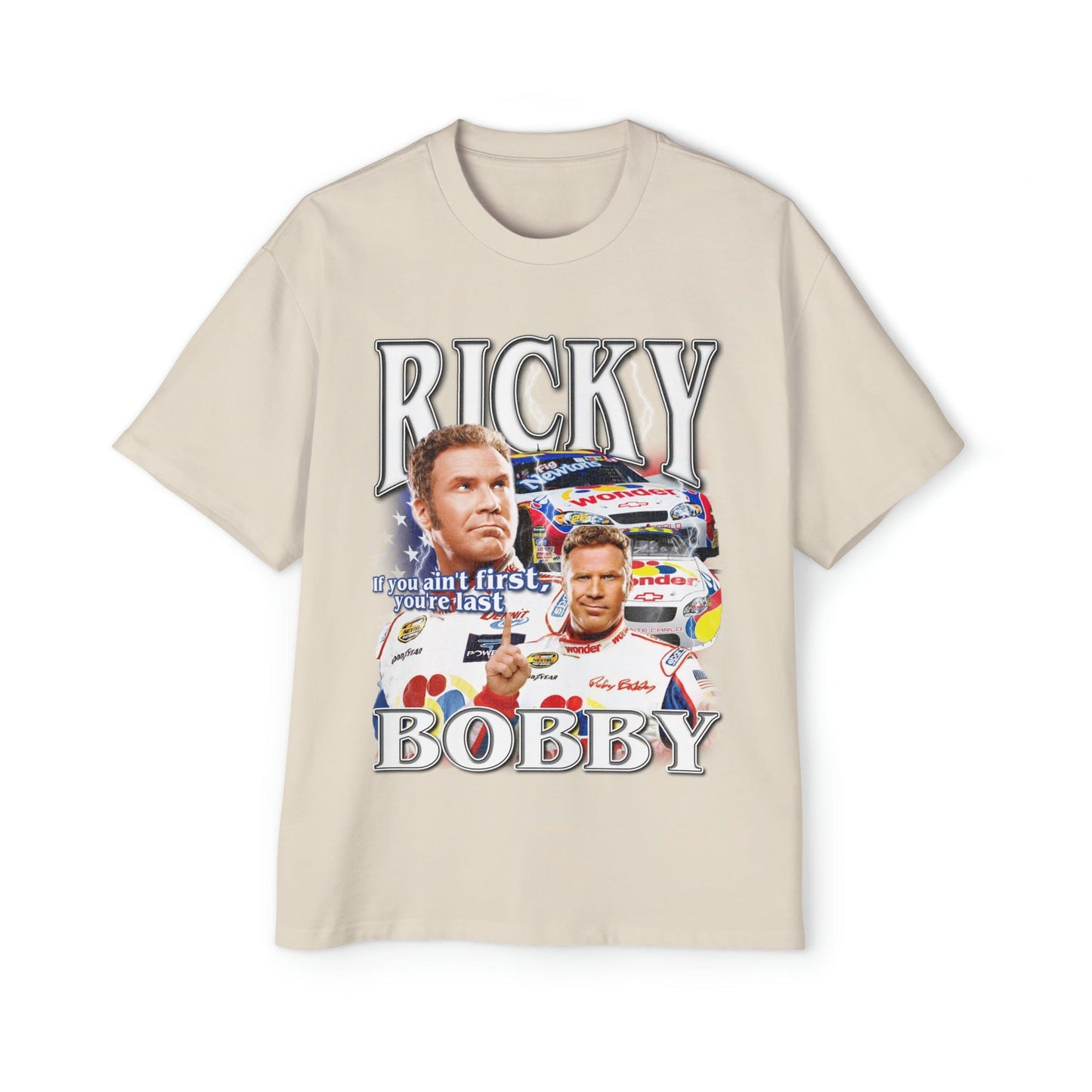 Ricky Bobby Oversized Tee Graphic Tees Australia Ecru / S Graphic T-Shirt Australia -  Cool Graphic T-Shirts Online - 