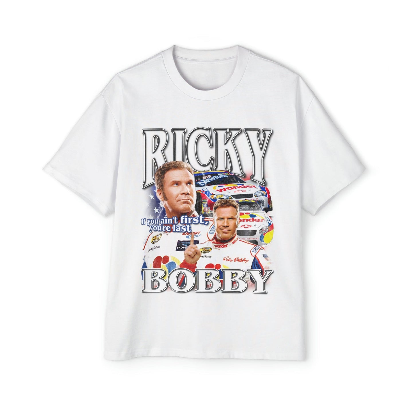 Ricky Bobby Oversized Tee Graphic Tees Australia White / S Graphic T-Shirt Australia -  Cool Graphic T-Shirts Online - 