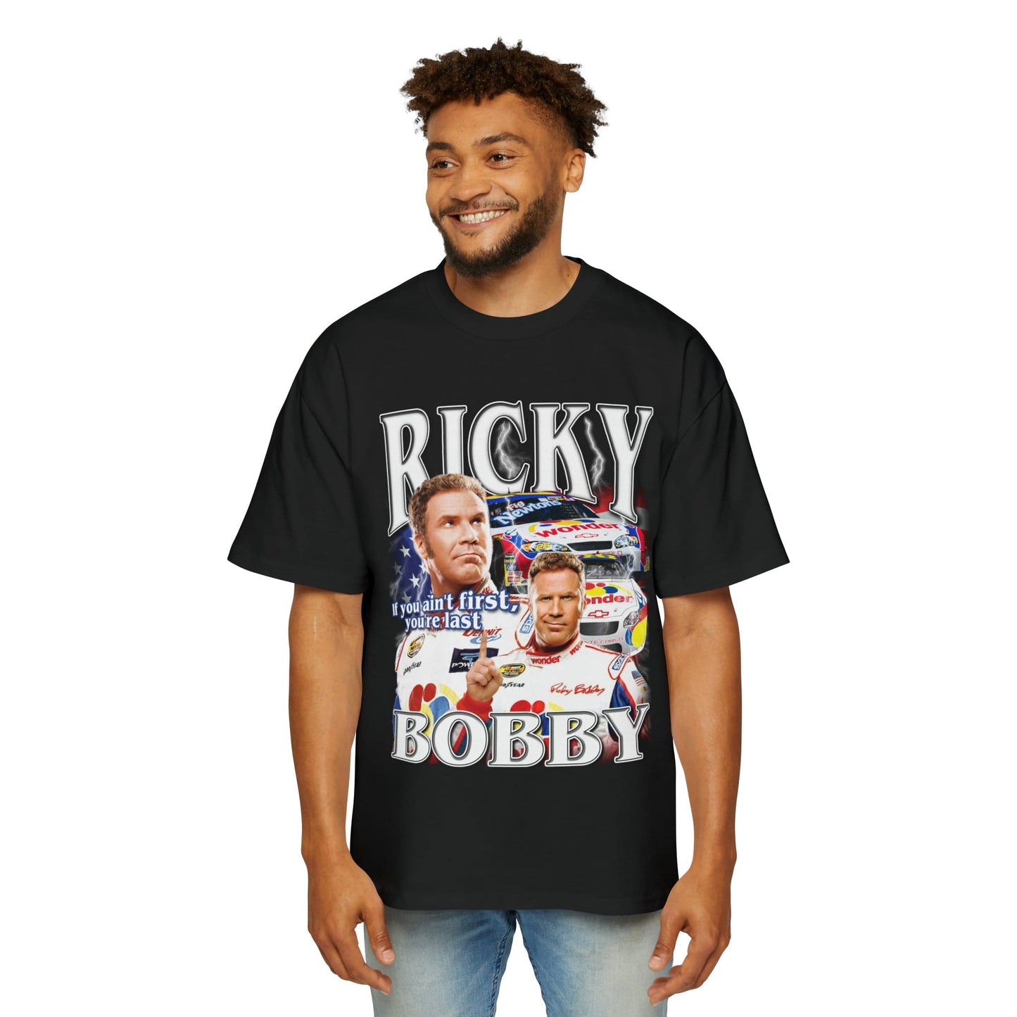 Ricky Bobby Oversized Tee Graphic Tees Australia Graphic T-Shirt Australia -  Cool Graphic T-Shirts Online - 