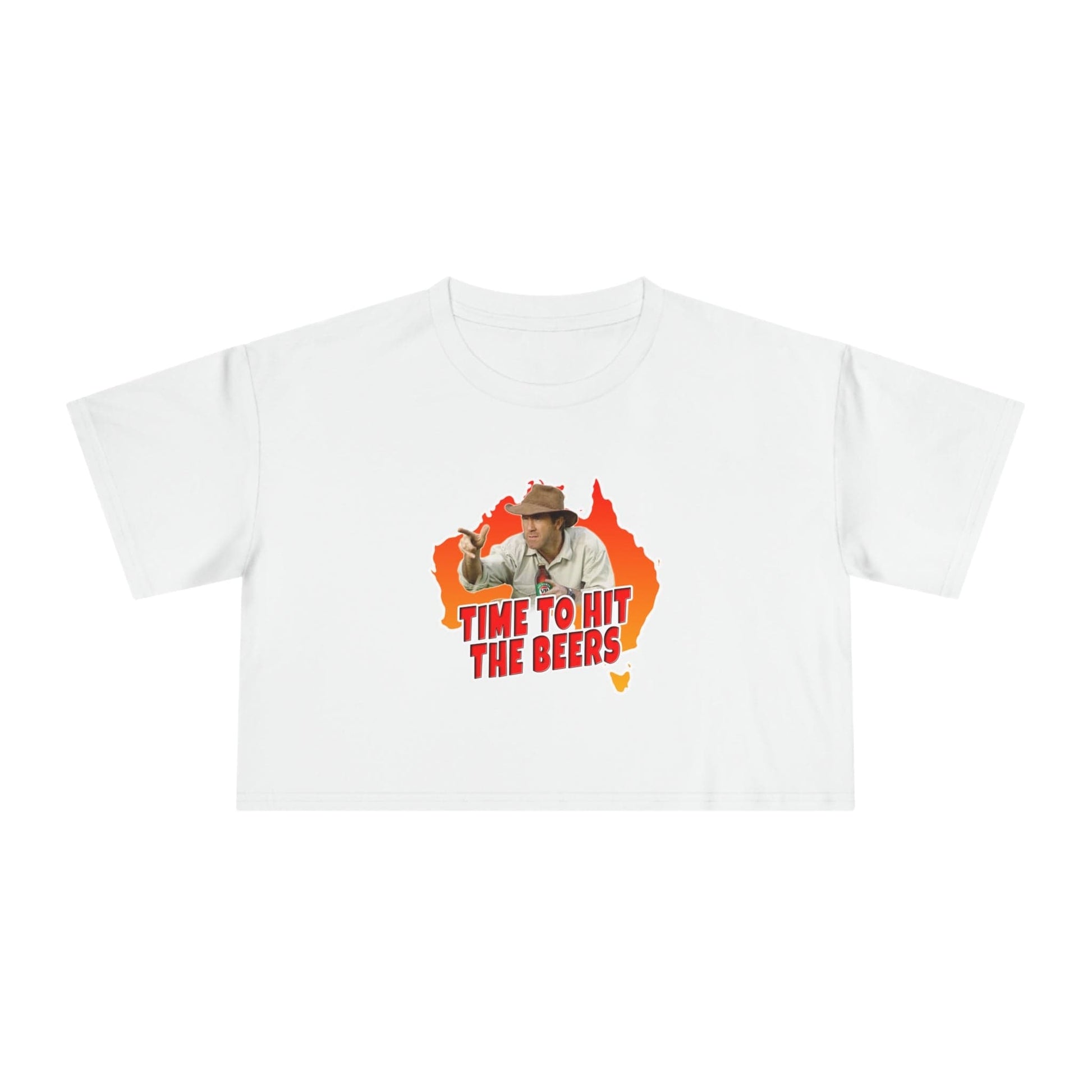 Russell Coight Time To Hit The Beers Crop Tee Graphic Tees Australia Graphic T-Shirt Australia -  Cool Graphic T-Shirts Online - 