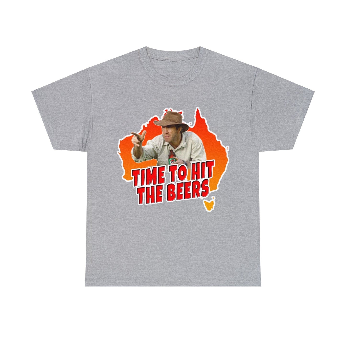 Russell Coight Time To Hit The Beers Graphic Tee Graphic Tees Australia Sport Grey / S Graphic T-Shirt Australia -  Cool Graphic T-Shirts Online - 