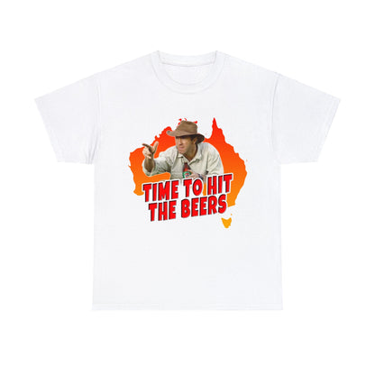 Russell Coight Time To Hit The Beers Graphic Tee Graphic Tees Australia White / S Graphic T-Shirt Australia -  Cool Graphic T-Shirts Online - 