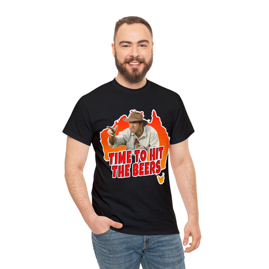 Russell Coight Time To Hit The Beers Graphic Tee Graphic Tees Australia Graphic T-Shirt Australia -  Cool Graphic T-Shirts Online - 