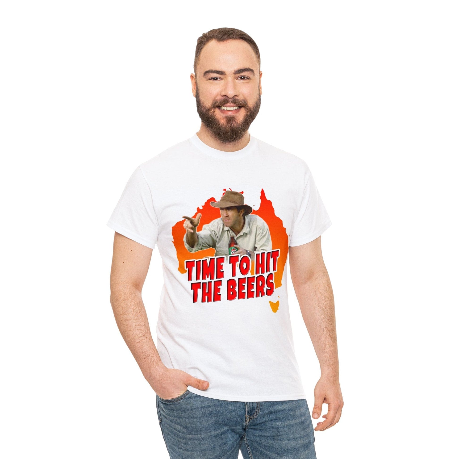 Russell Coight Time To Hit The Beers Graphic Tee Graphic Tees Australia Graphic T-Shirt Australia -  Cool Graphic T-Shirts Online - 