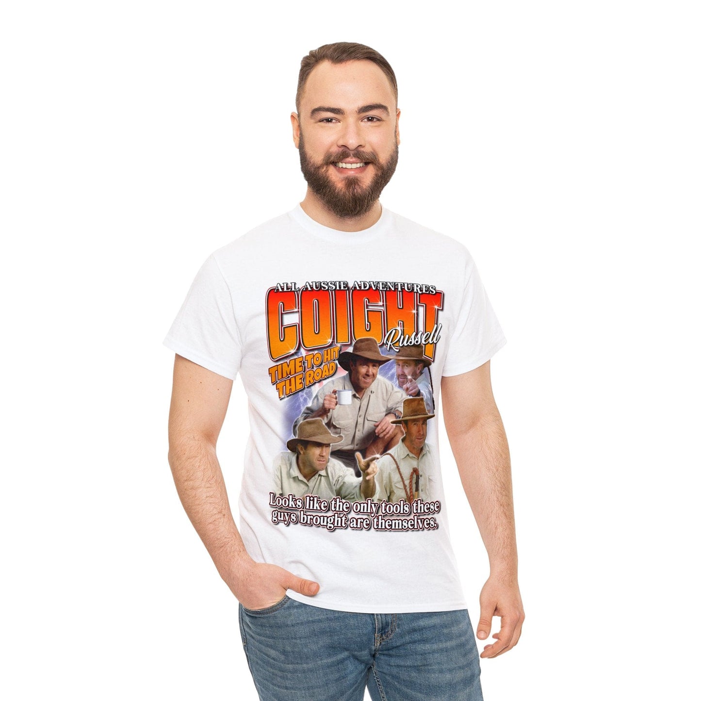 Russell Coight Tools Graphic Tee Graphic Tees Australia Graphic T-Shirt Australia -  Cool Graphic T-Shirts Online -  Russell Coight Tools T-Shirt | Funny Aussie Graphic Tee