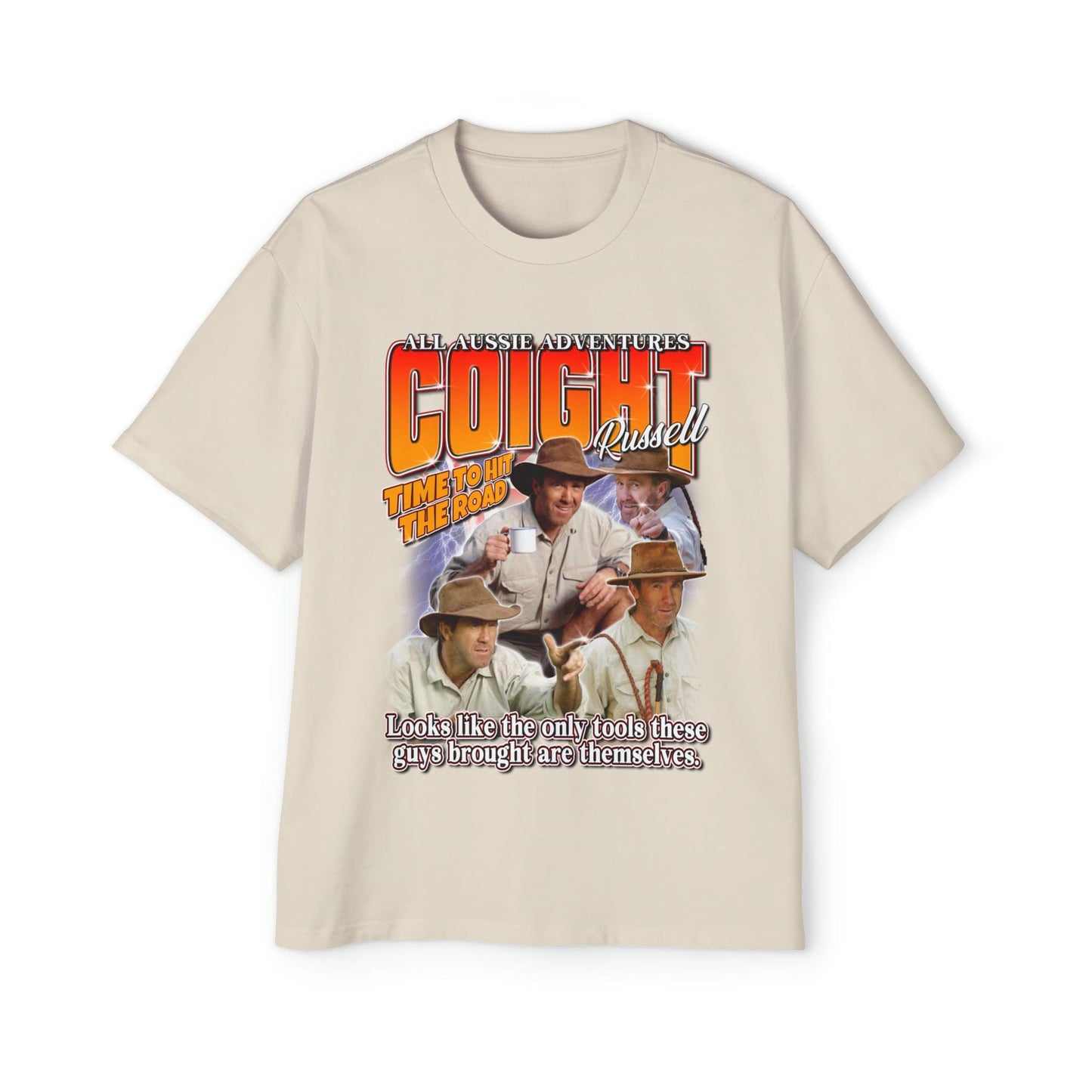 Russell Coight Tools Oversized Tee Graphic Tees Australia Ecru / S Graphic T-Shirt Australia -  Cool Graphic T-Shirts Online - 