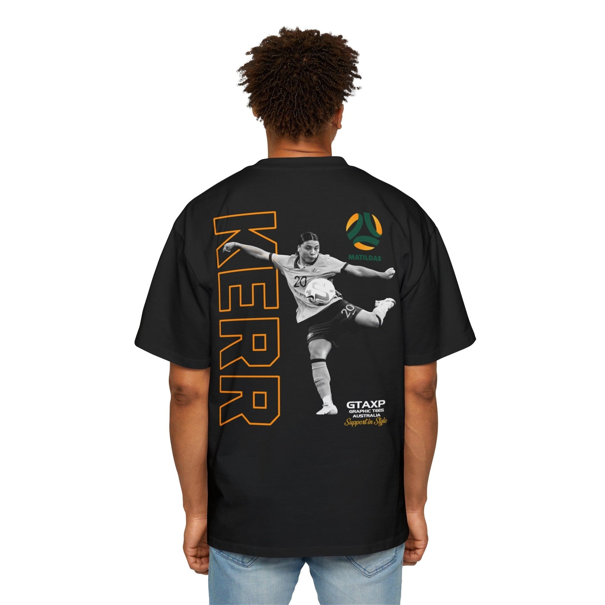 Sam Kerr Matildas Duo Oversized Tee Graphic Tees Australia Black / S Graphic T-Shirt Australia -  Cool Graphic T-Shirts Online -  Sam Kerr Matildas Duo Oversized Tee | Aussie Matildas Merch