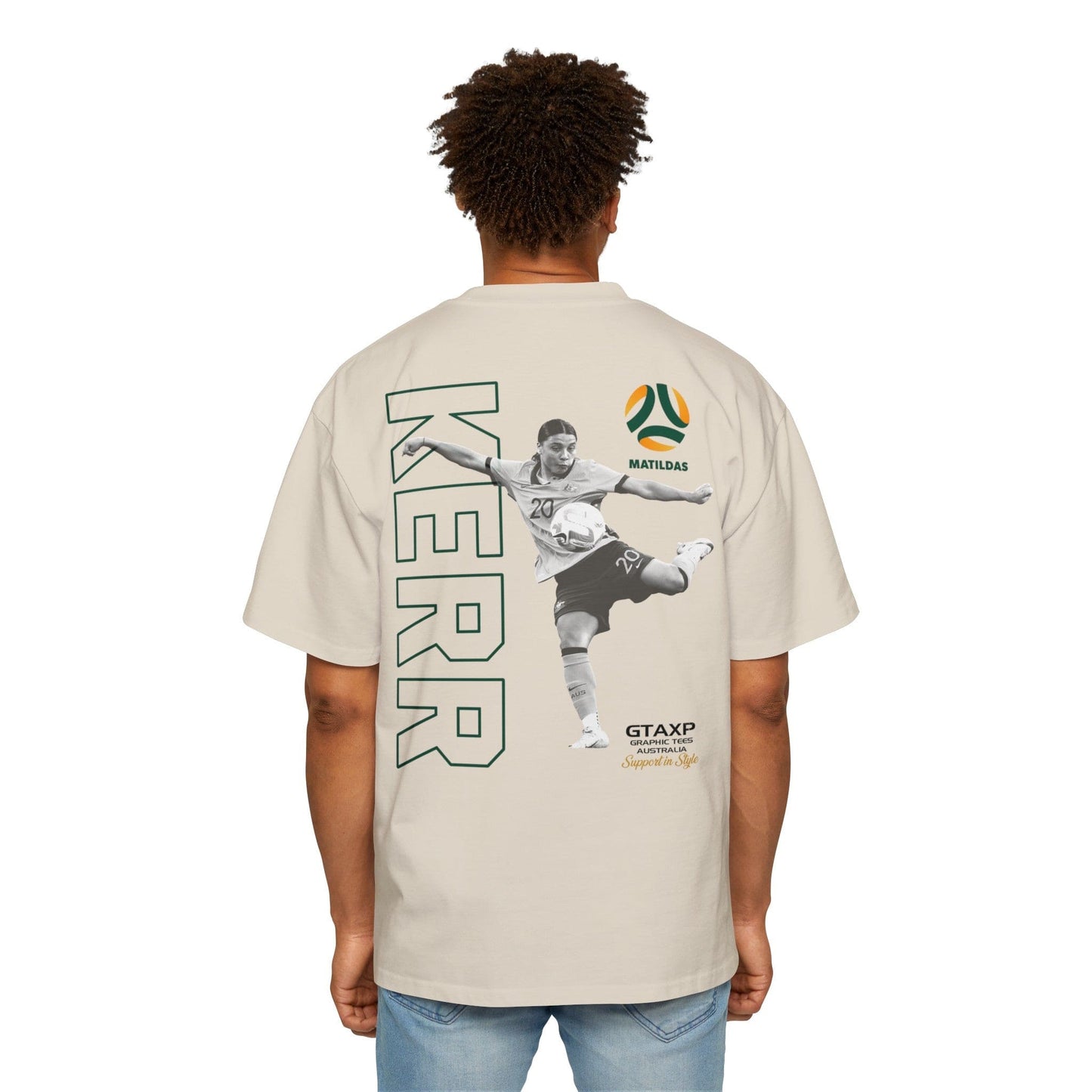 Sam Kerr Matildas Duo Oversized Tee Graphic Tees Australia Ecru / S Graphic T-Shirt Australia -  Cool Graphic T-Shirts Online -  Sam Kerr Matildas Duo Oversized Tee | Aussie Matildas Merch