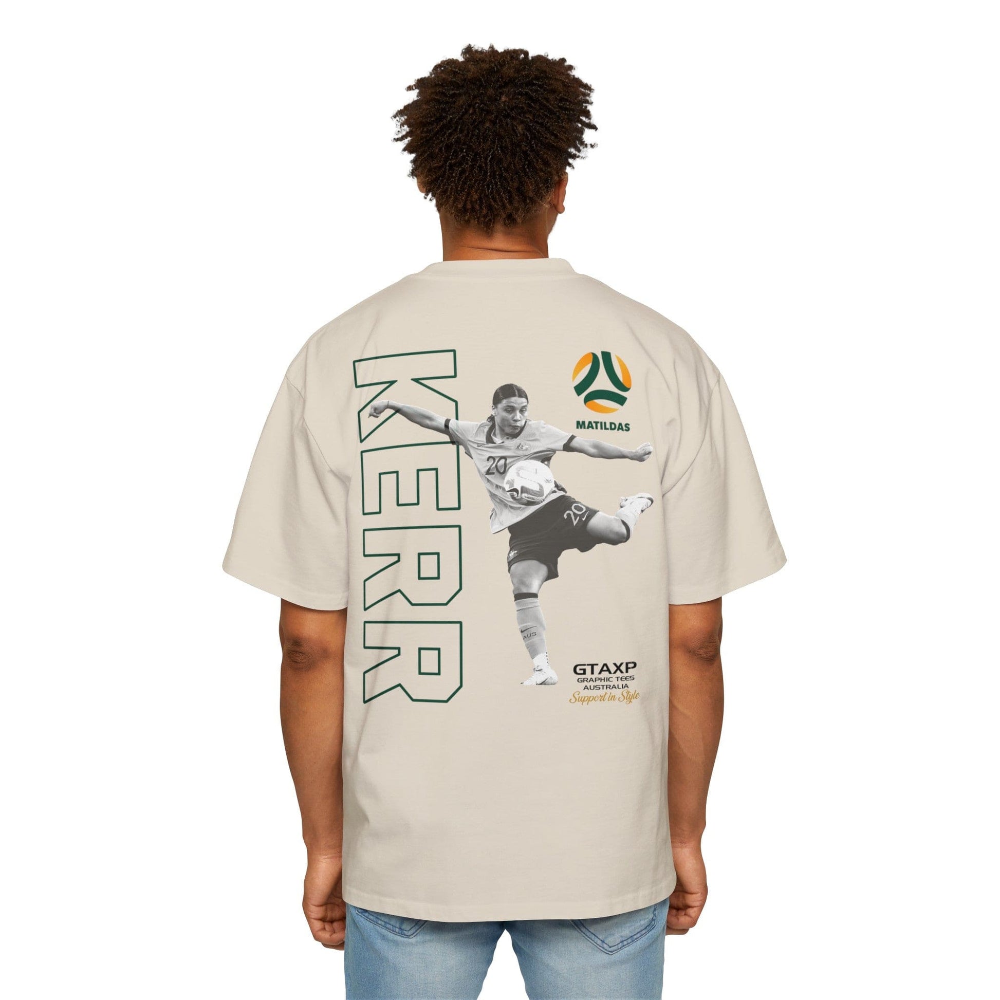 Sam Kerr Matildas Duo Oversized Tee Graphic Tees Australia Ecru / S Graphic T-Shirt Australia -  Cool Graphic T-Shirts Online -  Sam Kerr Matildas Duo Oversized Tee | Aussie Matildas Merch