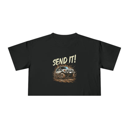 Send It! Landcruiser Crop Tee Graphic Tees Australia Graphic T-Shirt Australia -  Cool Graphic T-Shirts Online -  Send It! Landcruiser Crop Tee | Womens 4wd T-Shirts Australia