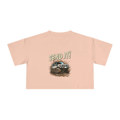 Send It! Landcruiser Crop Tee Graphic Tees Australia Graphic T-Shirt Australia -  Cool Graphic T-Shirts Online -  Send It! Landcruiser Crop Tee | Womens 4wd T-Shirts Australia