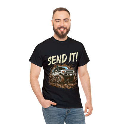 Send It! Landcruiser Graphic Tee Graphic Tees Australia Black / S Graphic T-Shirt Australia -  Cool Graphic T-Shirts Online -  Send It! Landcruiser T-Shirt | 4wd & 4x4 T-Shirts Australia