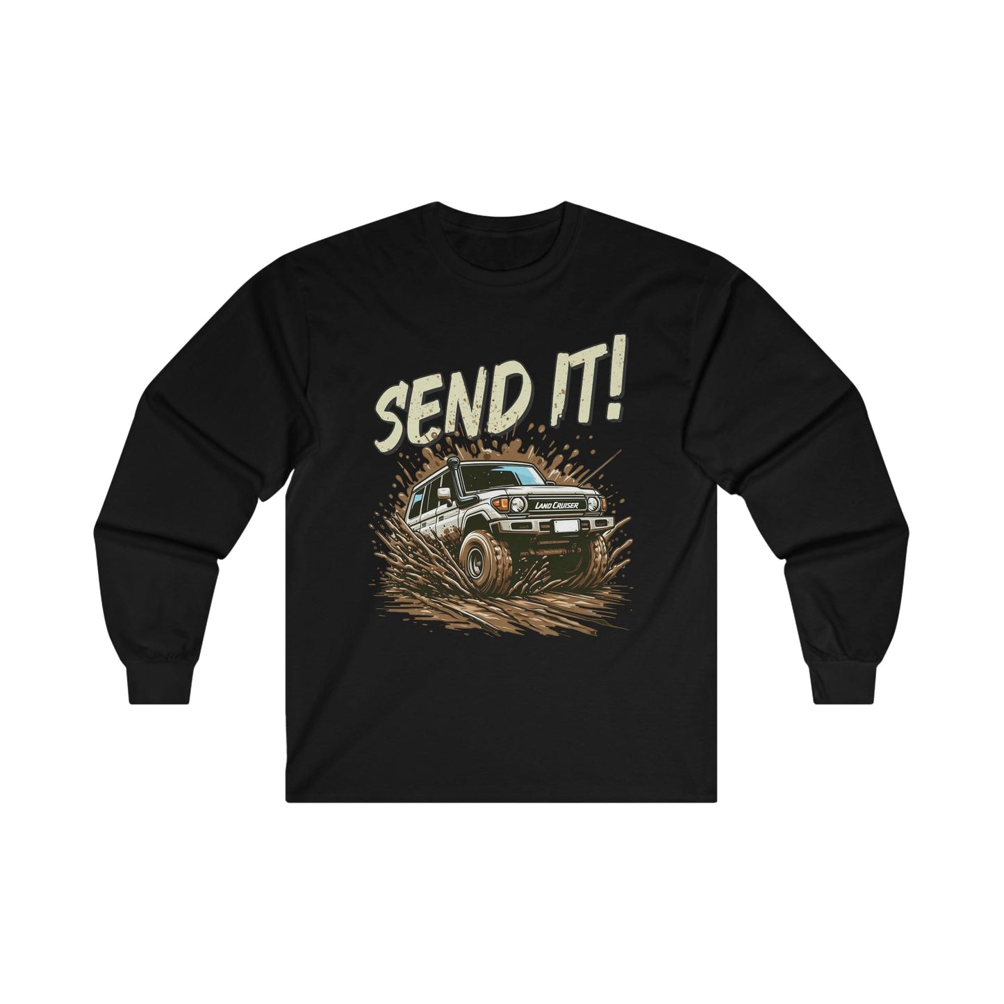 Send It! Landcruiser Long Sleeve T-Shirt Graphic Tees Australia S / Black Graphic T-Shirt Australia -  Cool Graphic T-Shirts Online - 