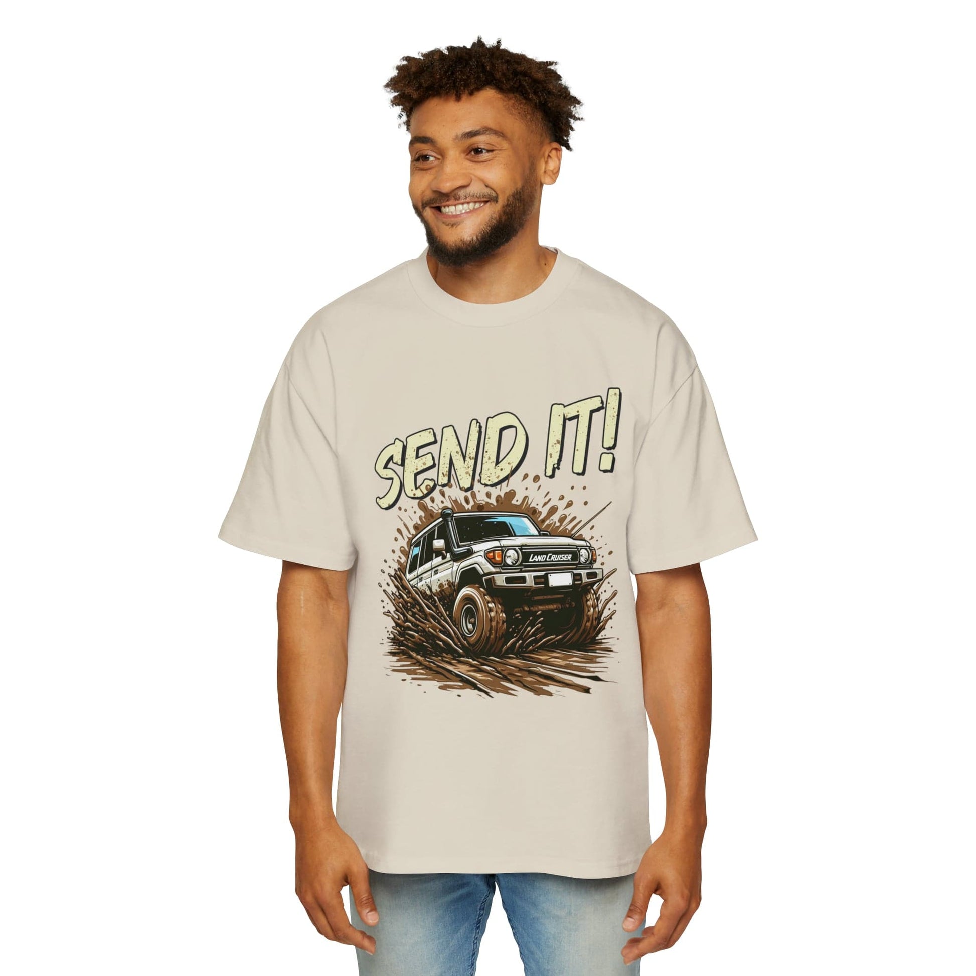 Send It! Landcruiser Oversized Tee Graphic Tees Australia Ecru / S Graphic T-Shirt Australia -  Cool Graphic T-Shirts Online -  Send It! Landcruiser Oversized Tee | Cool Graphic T-Shirts Online Au