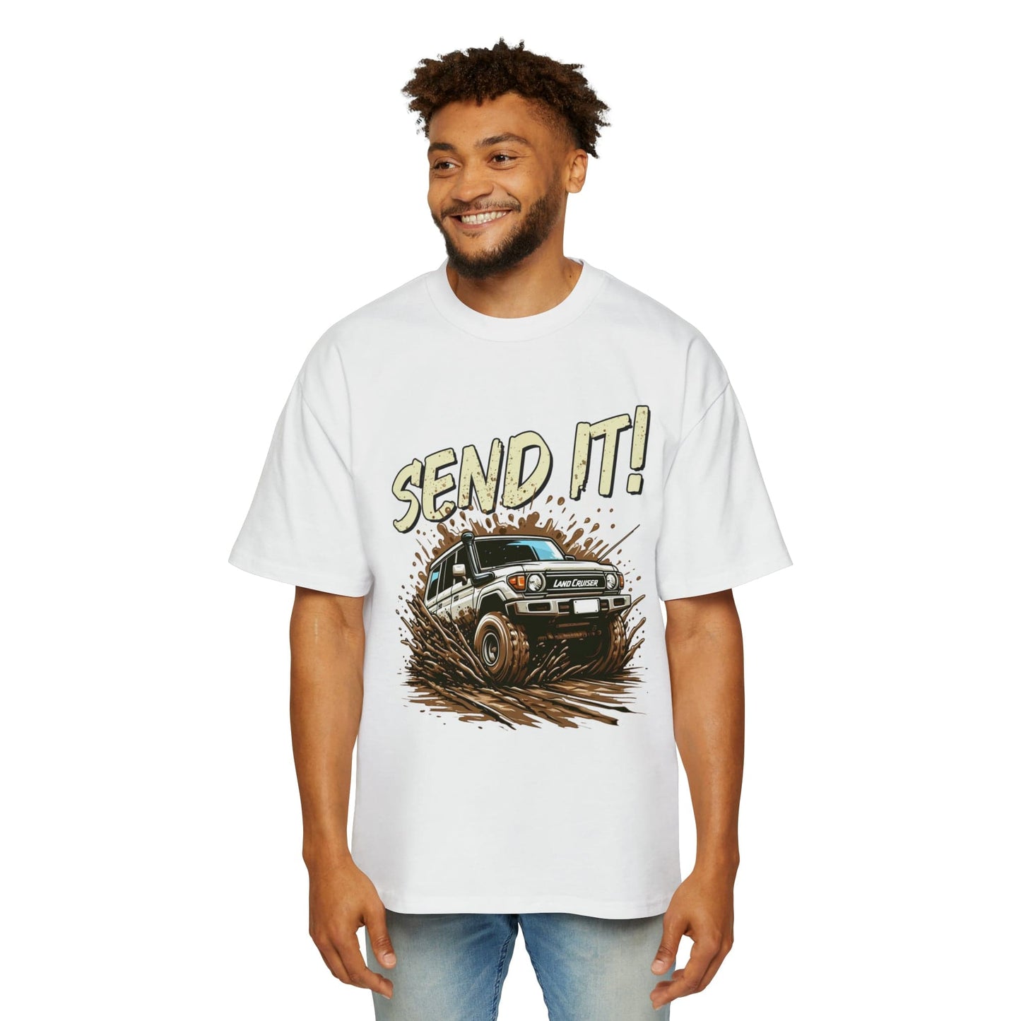 Send It! Landcruiser Oversized Tee Graphic Tees Australia White / S Graphic T-Shirt Australia -  Cool Graphic T-Shirts Online -  Send It! Landcruiser Oversized Tee | Cool Graphic T-Shirts Online Au