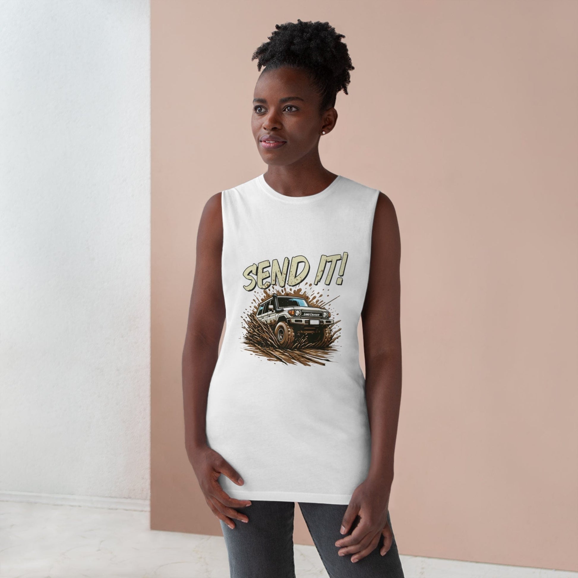 Send It! Landcruiser Tank Top Graphic Tees Australia Graphic T-Shirt Australia -  Cool Graphic T-Shirts Online -  Send It! Landcruiser Tank Top | 4wd Tank Tops Online Australia