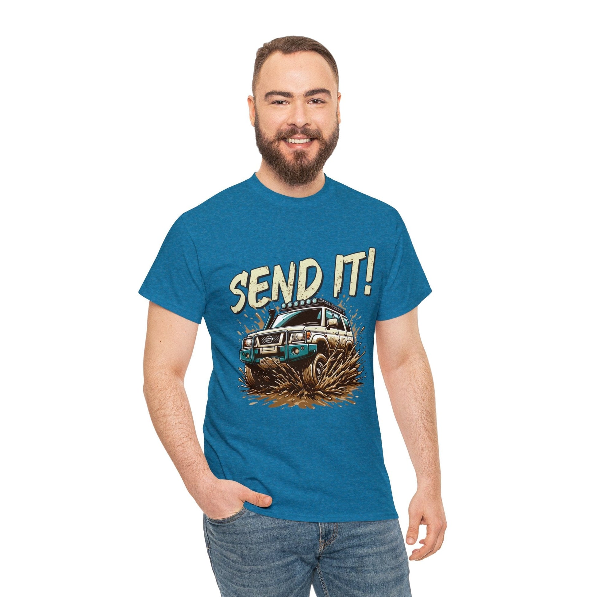 Send It! Nissan Patrol Graphic Tee Graphic Tees Australia Antique Sapphire / S Graphic T-Shirt Australia -  Cool Graphic T-Shirts Online -  Send It! Nissan Patrol Graphic Tee | 4wd T-Shirts Australia