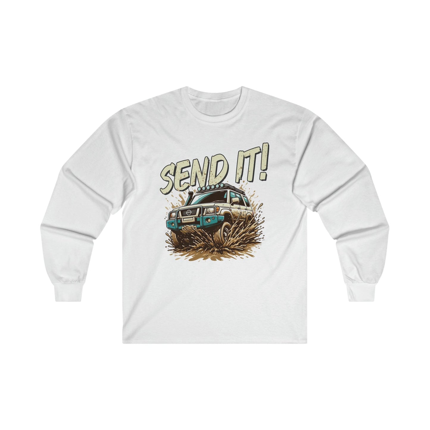 Send It! Nissan Patrol Long Sleeve Graphic Tees Australia S / White Graphic T-Shirt Australia -  Cool Graphic T-Shirts Online - 