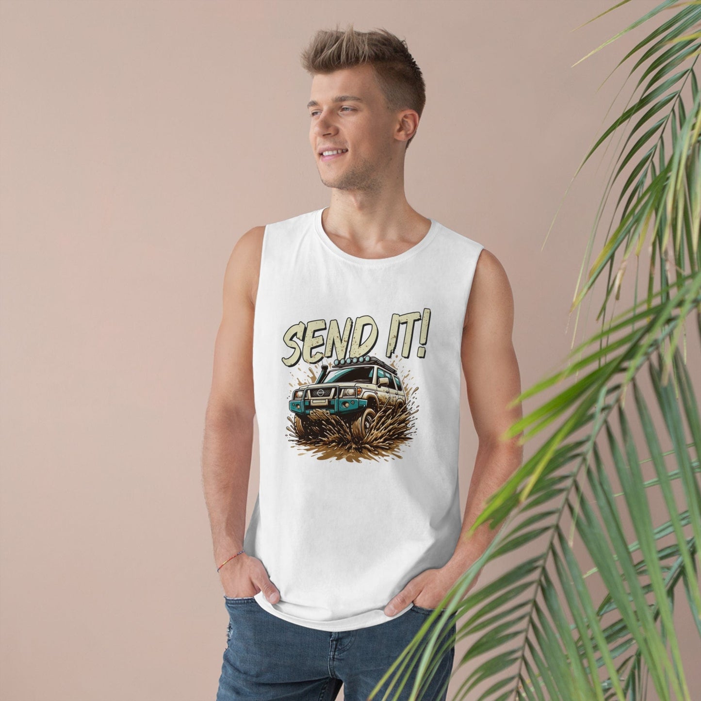 Send It! Nissan Patrol Tank Top Graphic Tees Australia White / XS Graphic T-Shirt Australia -  Cool Graphic T-Shirts Online -  Send It! Nissan Patrol Tank Top | Cool Tank Tops Online Australia