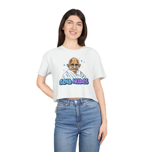 Send Nudes Crop Tee Graphic Tees Australia White / XS Graphic T-Shirt Australia -  Cool Graphic T-Shirts Online - 