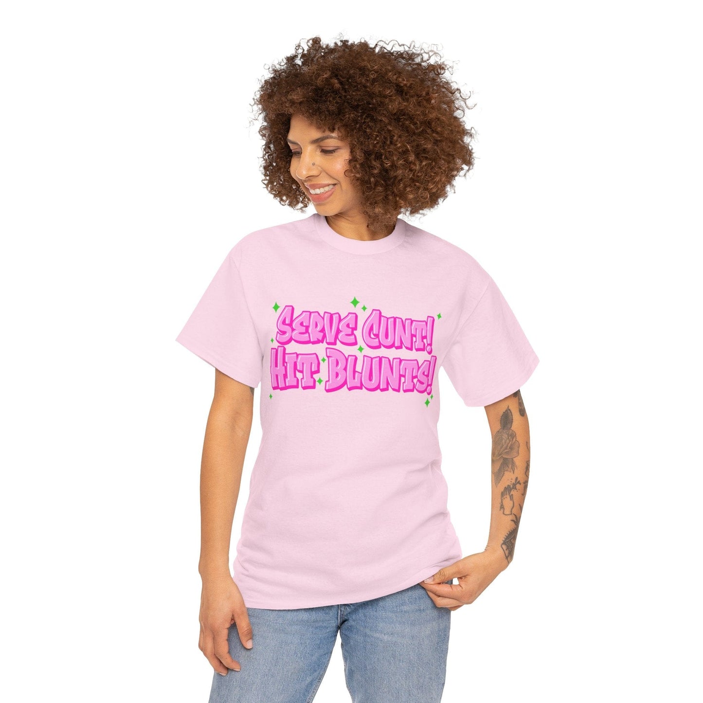 Serve C*nt, Hit Blunts Graphic Tee Graphic Tees Australia Light Pink / S Graphic T-Shirt Australia -  Cool Graphic T-Shirts Online - 