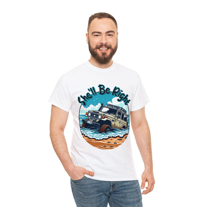 She'll Be Right Landcruiser Graphic Tee Graphic Tees Australia White / S Graphic T-Shirt Australia -  Cool Graphic T-Shirts Online -  She'll Be Right Landcruiser T-Shirt | 4wd T-Shirts Australia