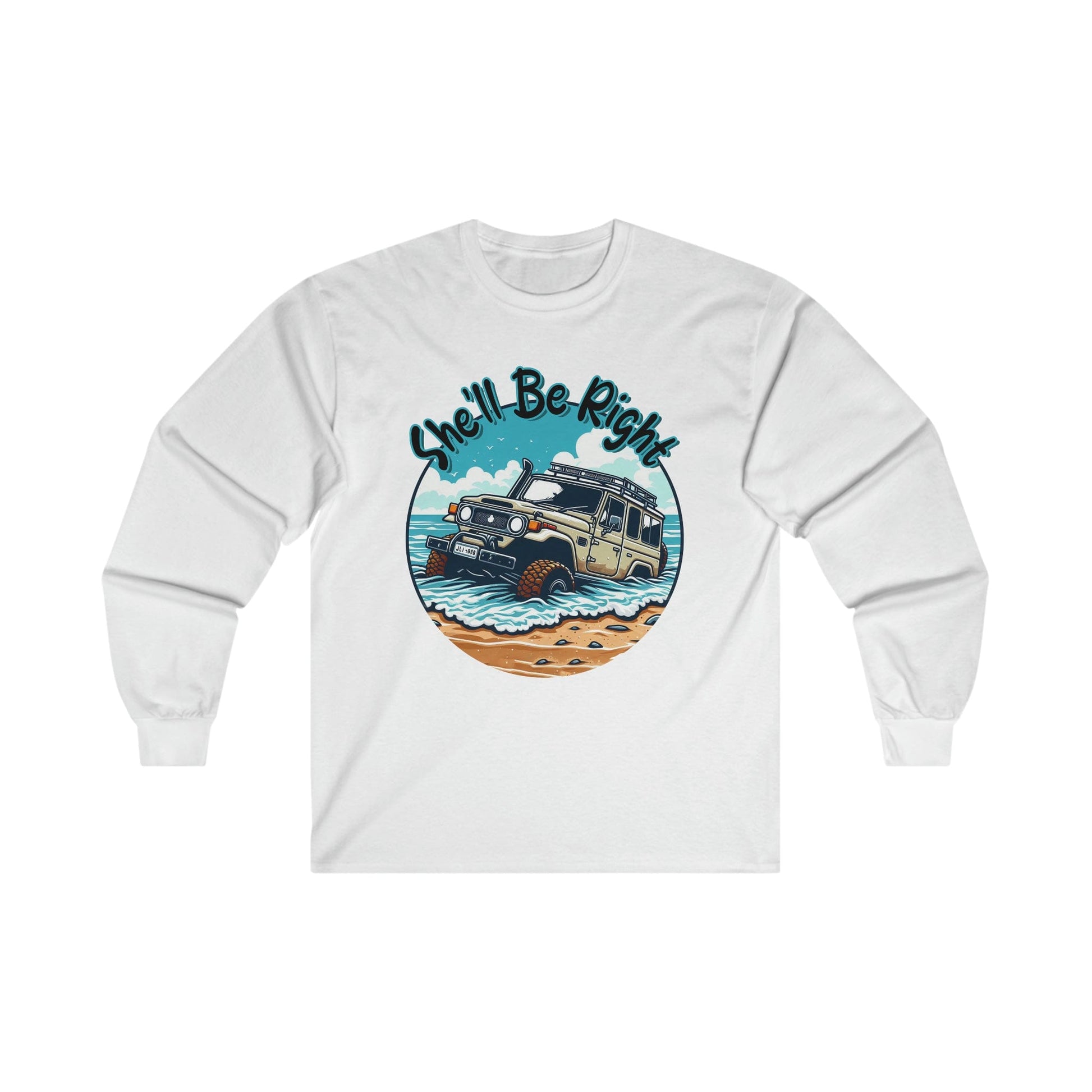 She'll Be Right Landcruiser Long Sleeve Graphic Tees Australia S / White Graphic T-Shirt Australia -  Cool Graphic T-Shirts Online - 