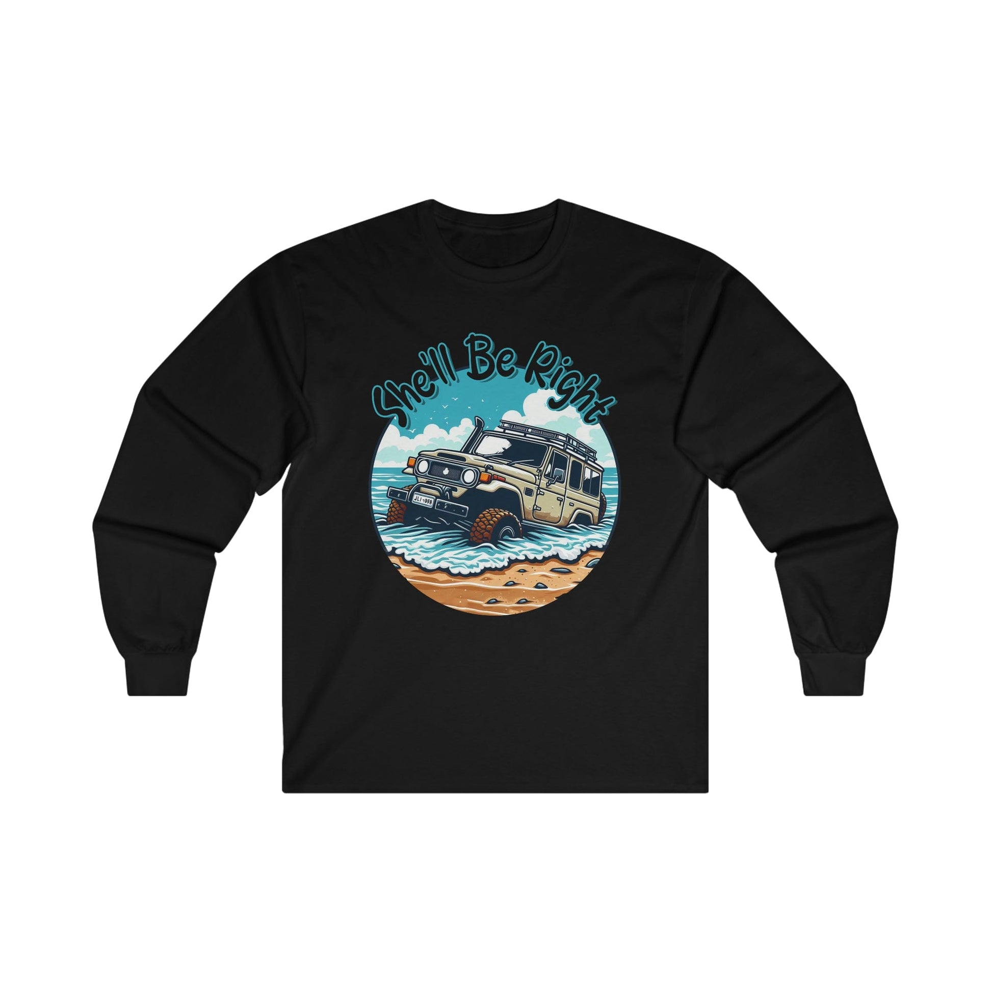 She'll Be Right Landcruiser Long Sleeve Graphic Tees Australia S / Black Graphic T-Shirt Australia -  Cool Graphic T-Shirts Online - 