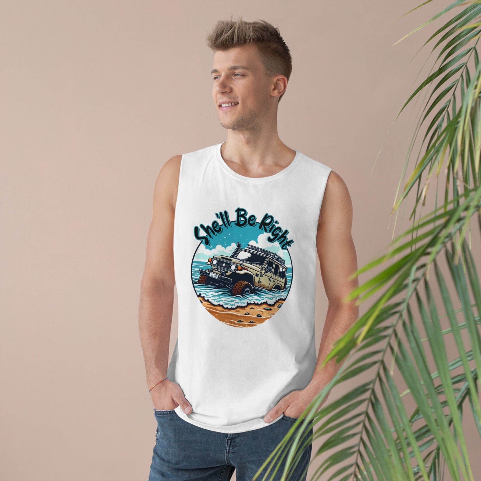 She'll Be Right Landcruiser Tank Top Graphic Tees Australia White / XS Graphic T-Shirt Australia -  Cool Graphic T-Shirts Online - 