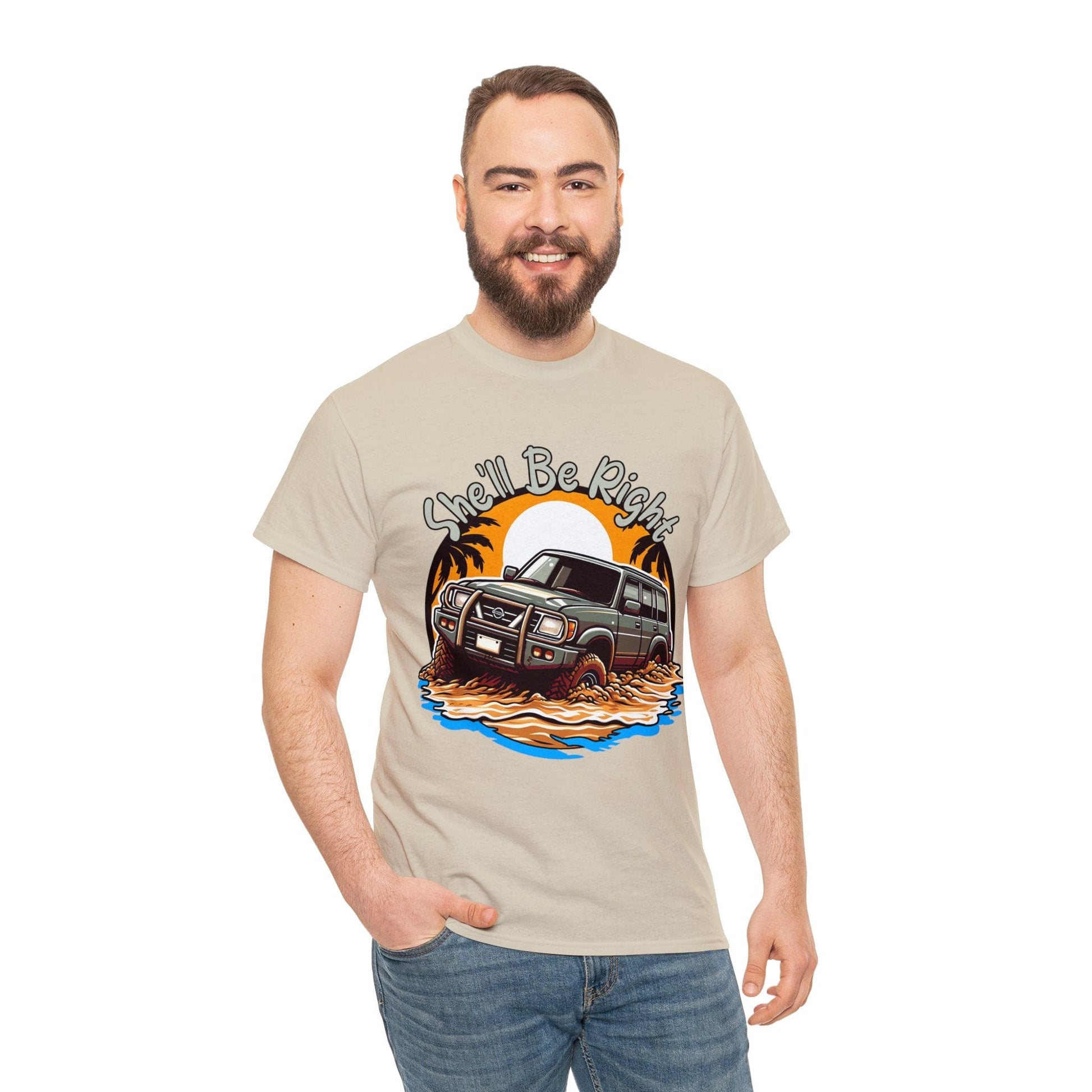 She'll Be Right Nissan Patrol Graphic Tee Graphic Tees Australia Sand / S Graphic T-Shirt Australia -  Cool Graphic T-Shirts Online -  She'll Be Right Nissan Patrol T-Shirt | 4wd T-Shirts Australia