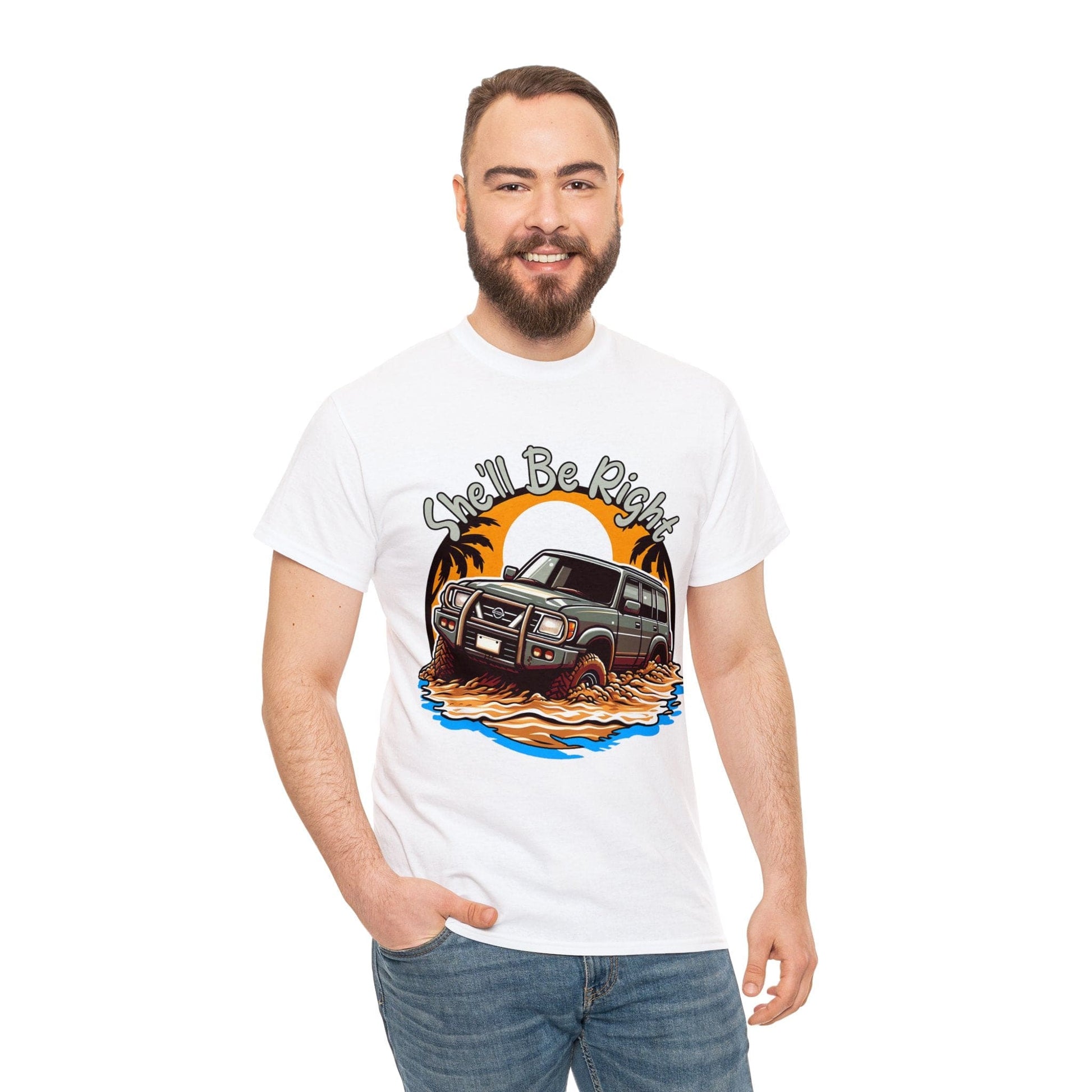 She'll Be Right Nissan Patrol Graphic Tee Graphic Tees Australia White / S Graphic T-Shirt Australia -  Cool Graphic T-Shirts Online -  She'll Be Right Nissan Patrol T-Shirt | 4wd T-Shirts Australia