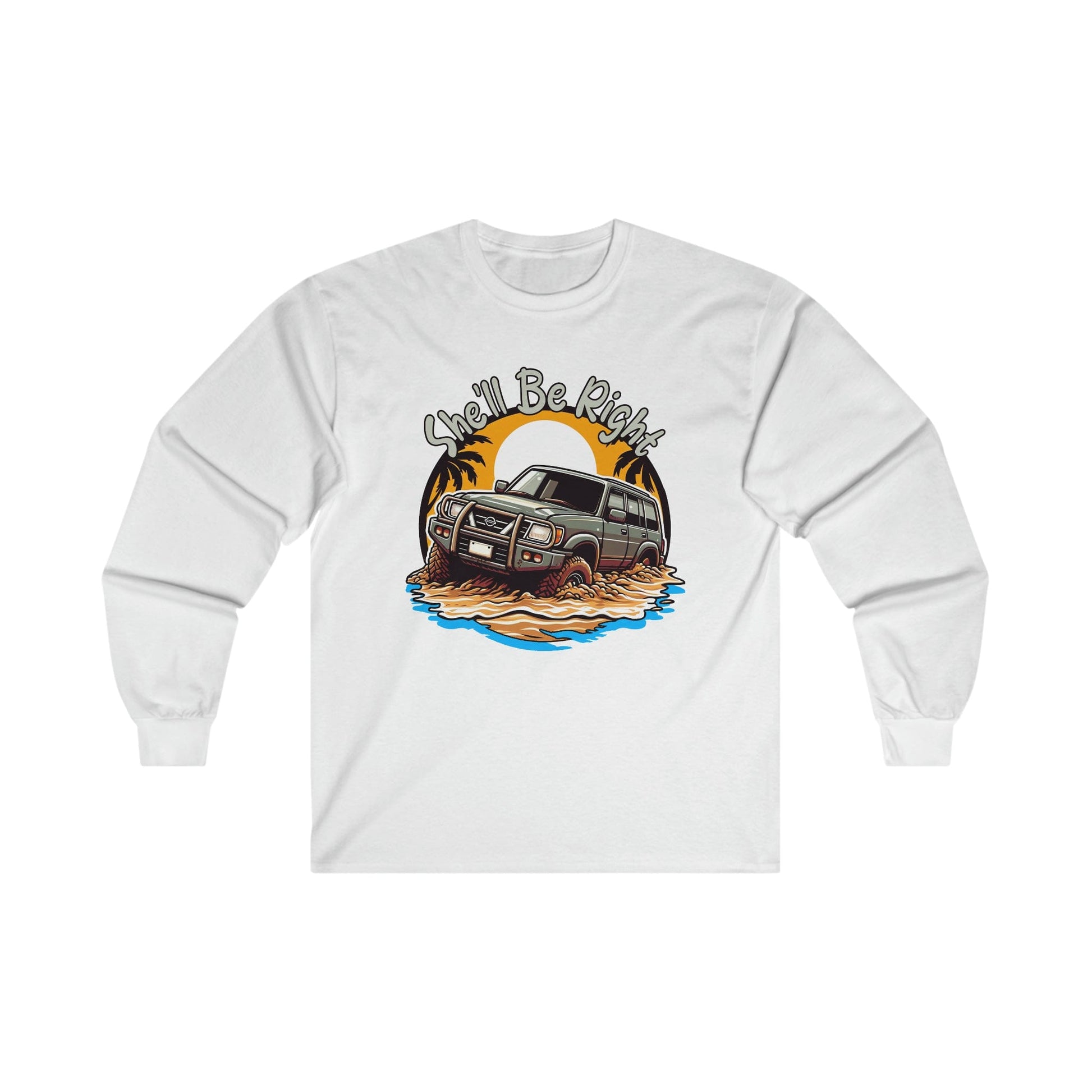 She'll Be Right Nissan Patrol Long Sleeve Graphic Tees Australia S / White Graphic T-Shirt Australia -  Cool Graphic T-Shirts Online - 