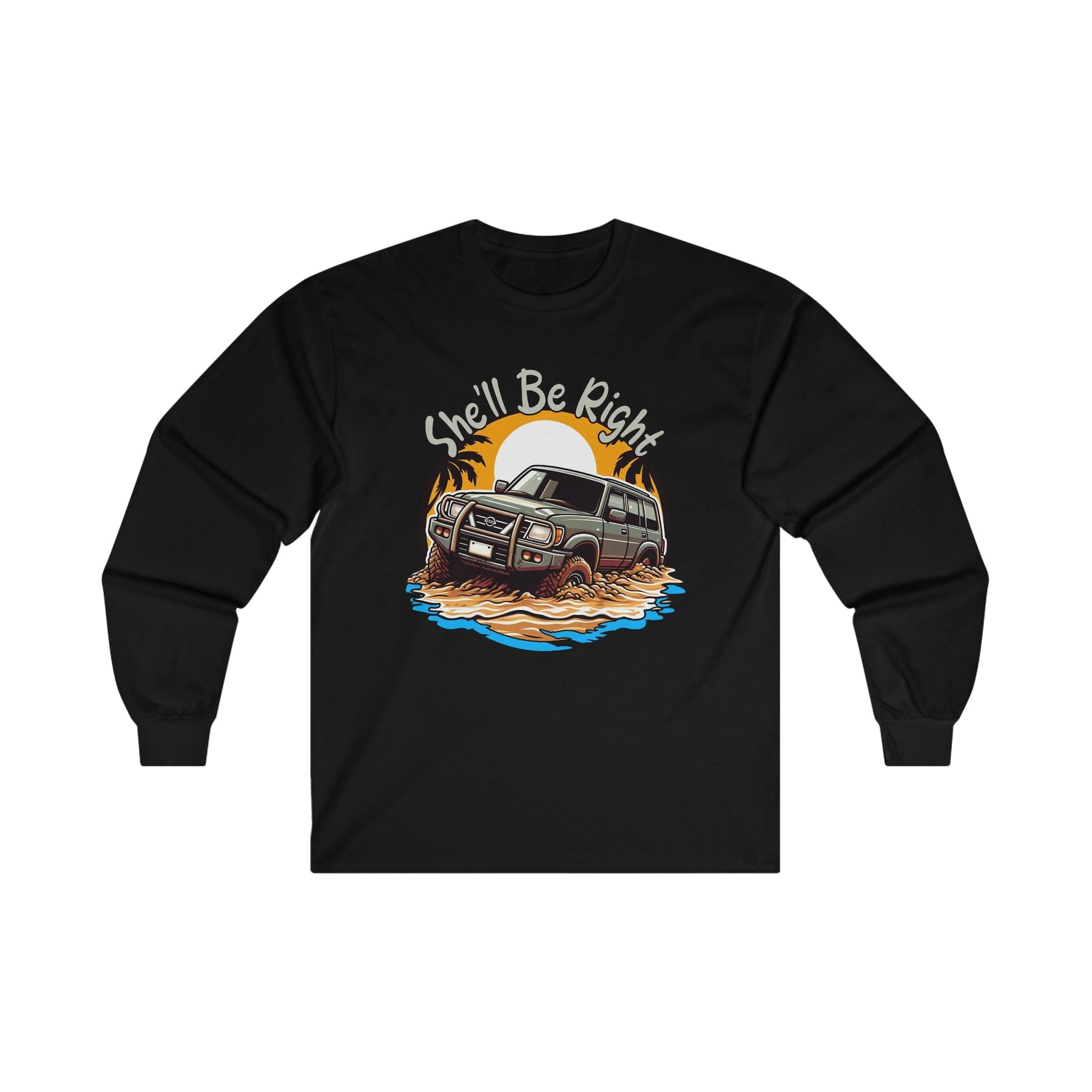 She'll Be Right Nissan Patrol Long Sleeve Graphic Tees Australia S / Black Graphic T-Shirt Australia -  Cool Graphic T-Shirts Online - 