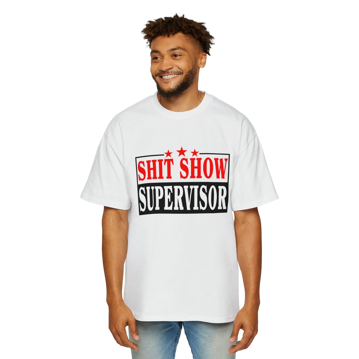 Shit Show Supervisor Oversized Tee Graphic Tees Australia White / S Graphic T-Shirt Australia -  Cool Graphic T-Shirts Online -  Shit Show Supervisor Oversized Tee | Funny Oversized T-Shirts