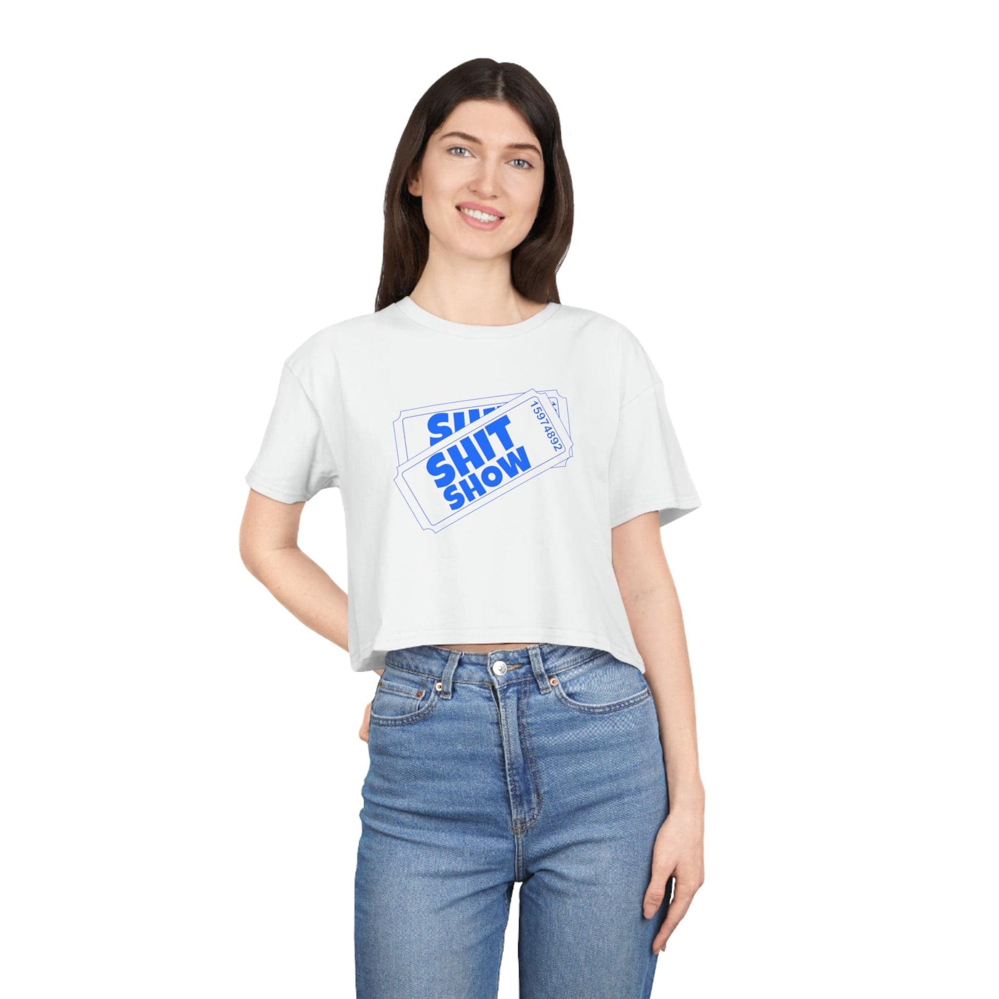 Shit Show Tickets Crop Tee Graphic Tees Australia White / XS Graphic T-Shirt Australia -  Cool Graphic T-Shirts Online -  Shit Show Tickets Crop Tee | Womens Cropped T-Shirts Australia