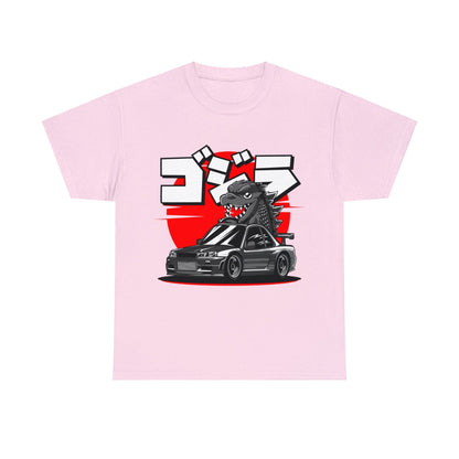 Skyline R34 Godzilla Cartoon JDM Graphic Tee Graphic Tees Australia Light Pink / S Graphic T-Shirt Australia -  Cool Graphic T-Shirts Online -  Skyline R34 Godzilla Cartoon JDM T-Shirt | JDM Racewear Australia