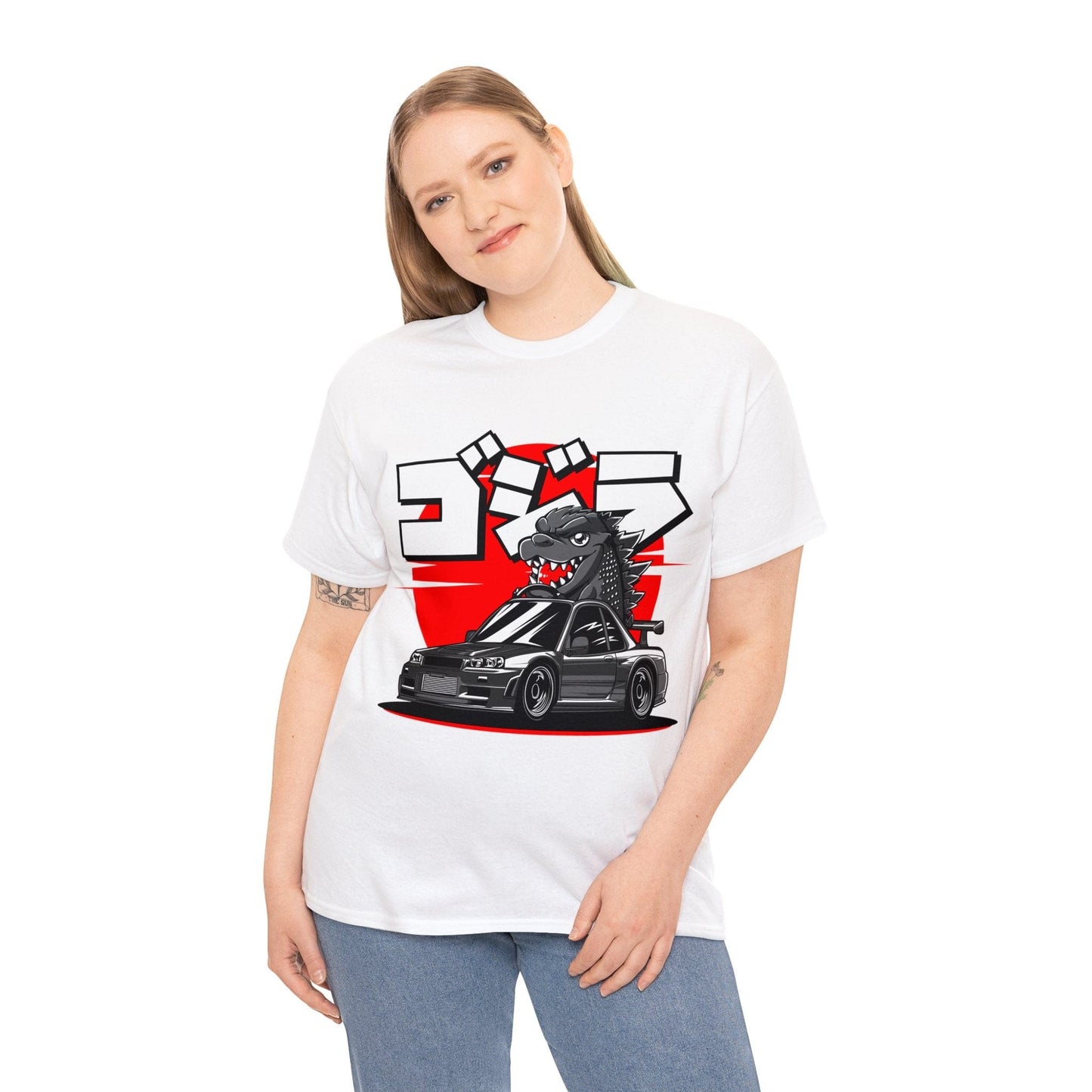 Skyline R34 Godzilla Cartoon JDM Graphic Tee Graphic Tees Australia Graphic T-Shirt Australia -  Cool Graphic T-Shirts Online -  Skyline R34 Godzilla Cartoon JDM T-Shirt | JDM Racewear Australia