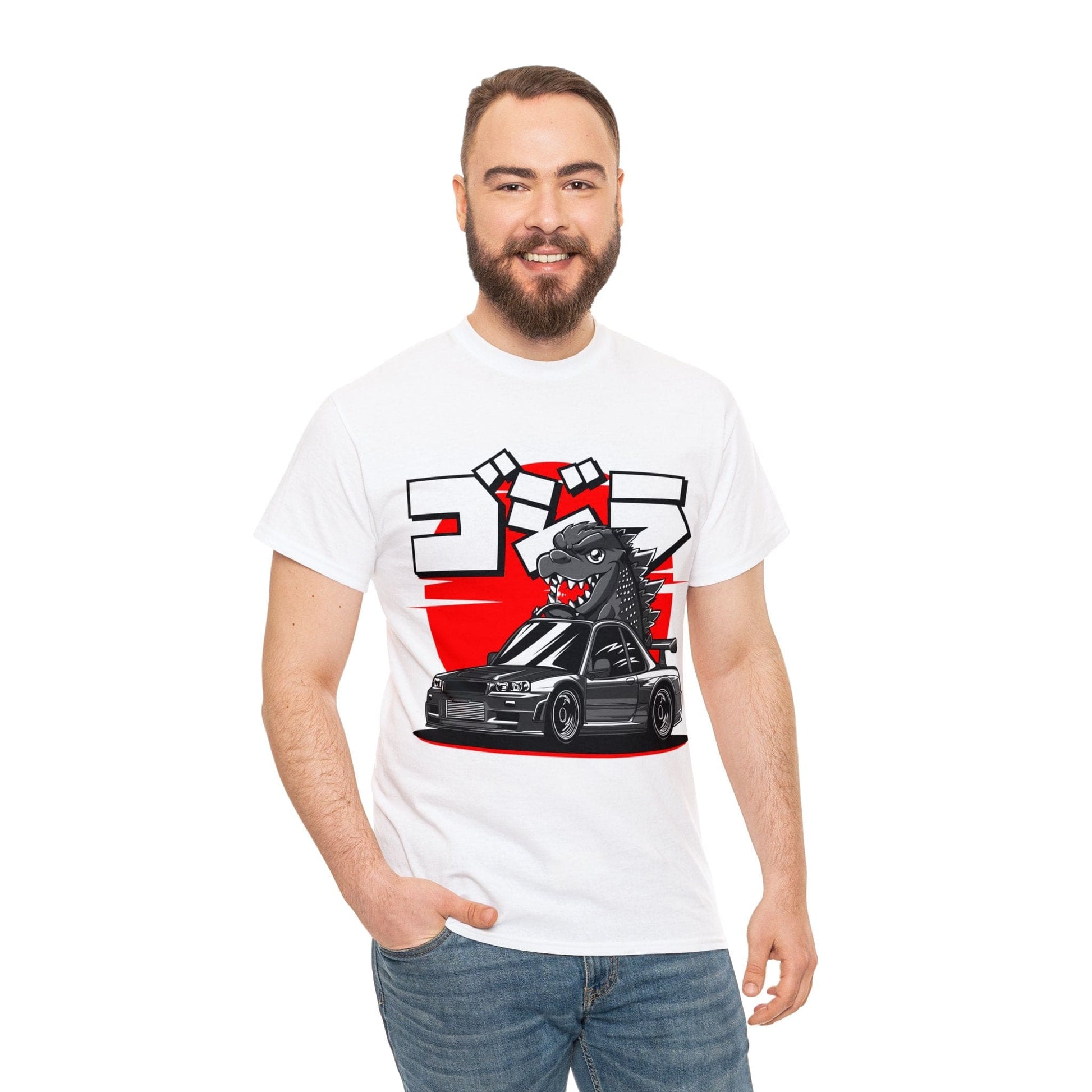 Skyline R34 Godzilla Cartoon JDM Graphic Tee Graphic Tees Australia Graphic T-Shirt Australia -  Cool Graphic T-Shirts Online -  Skyline R34 Godzilla Cartoon JDM T-Shirt | JDM Racewear Australia