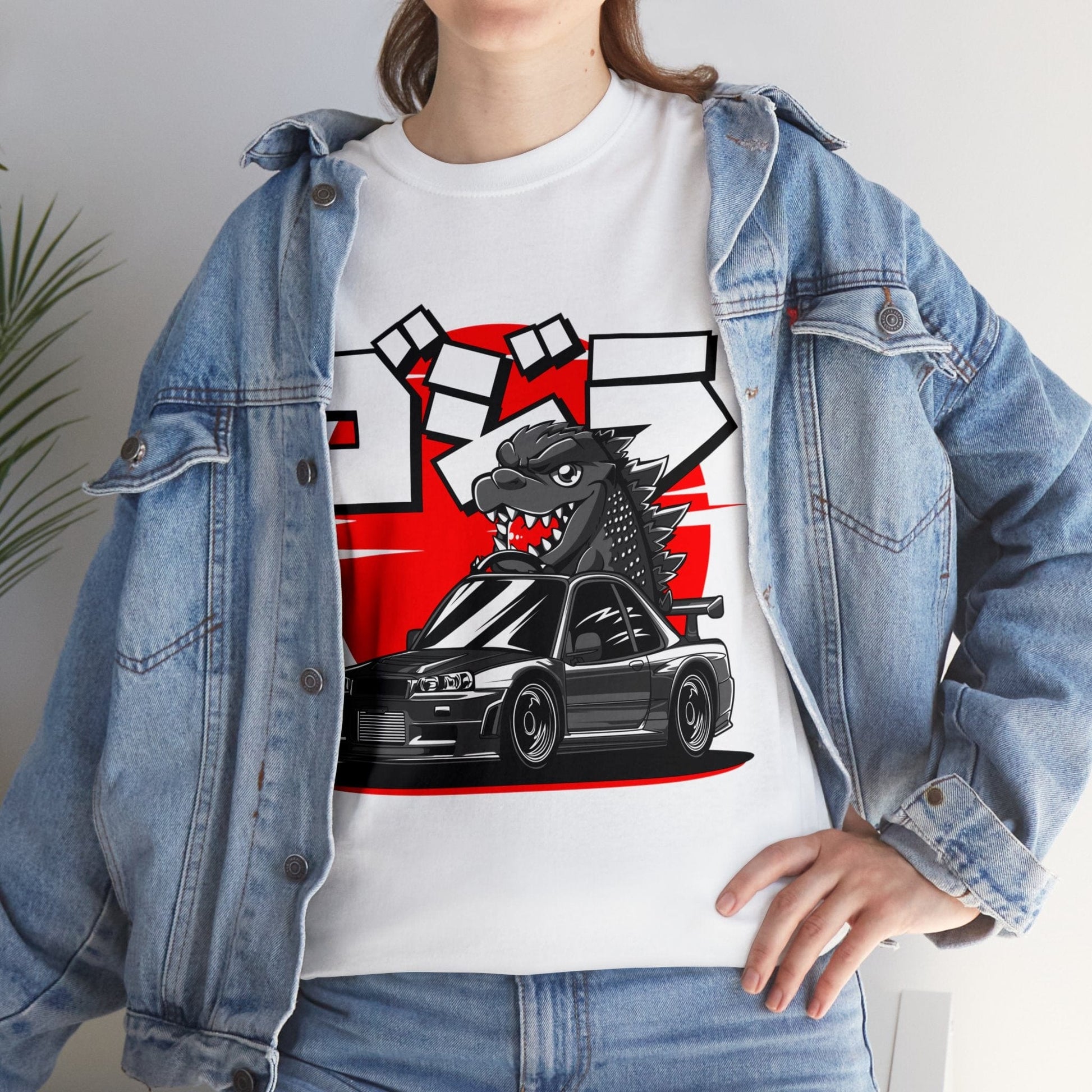 Skyline R34 Godzilla Cartoon JDM Graphic Tee Graphic Tees Australia Graphic T-Shirt Australia -  Cool Graphic T-Shirts Online -  Skyline R34 Godzilla Cartoon JDM T-Shirt | JDM Racewear Australia